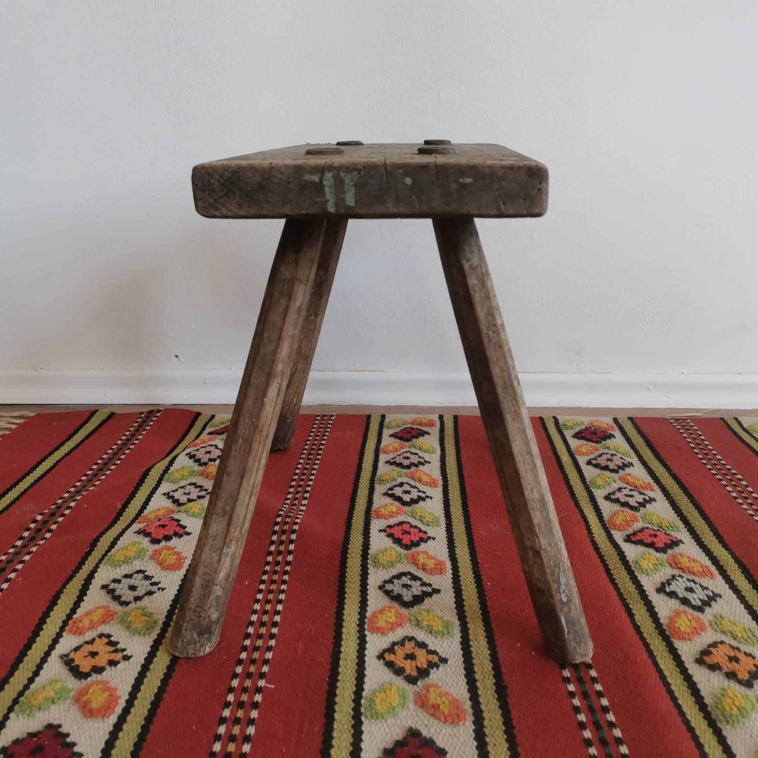 Kiln Weaved Turkish Hand Made Rug 60's Wall Hanging Unique Vintage Bold Bright Home Decor, Multi Colours, Thick Wool, Hand Crafted photo furniture