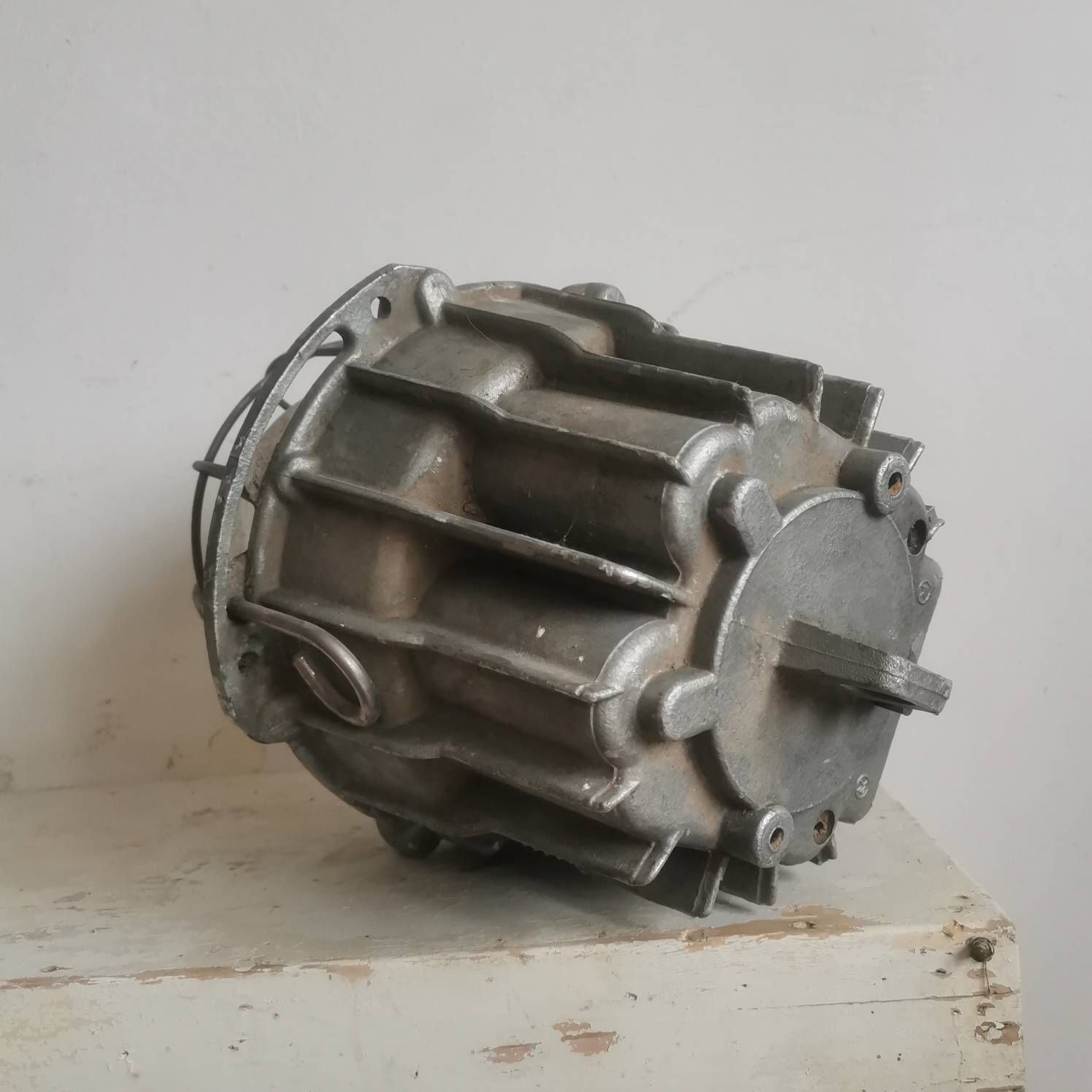 photo for sale Large Vintage Bulkhead, Loft, Factory, Industrial Light Fixture. Heavy Cast Shatter Proof Kitchen Lighting Statement Piece Chrome Steel