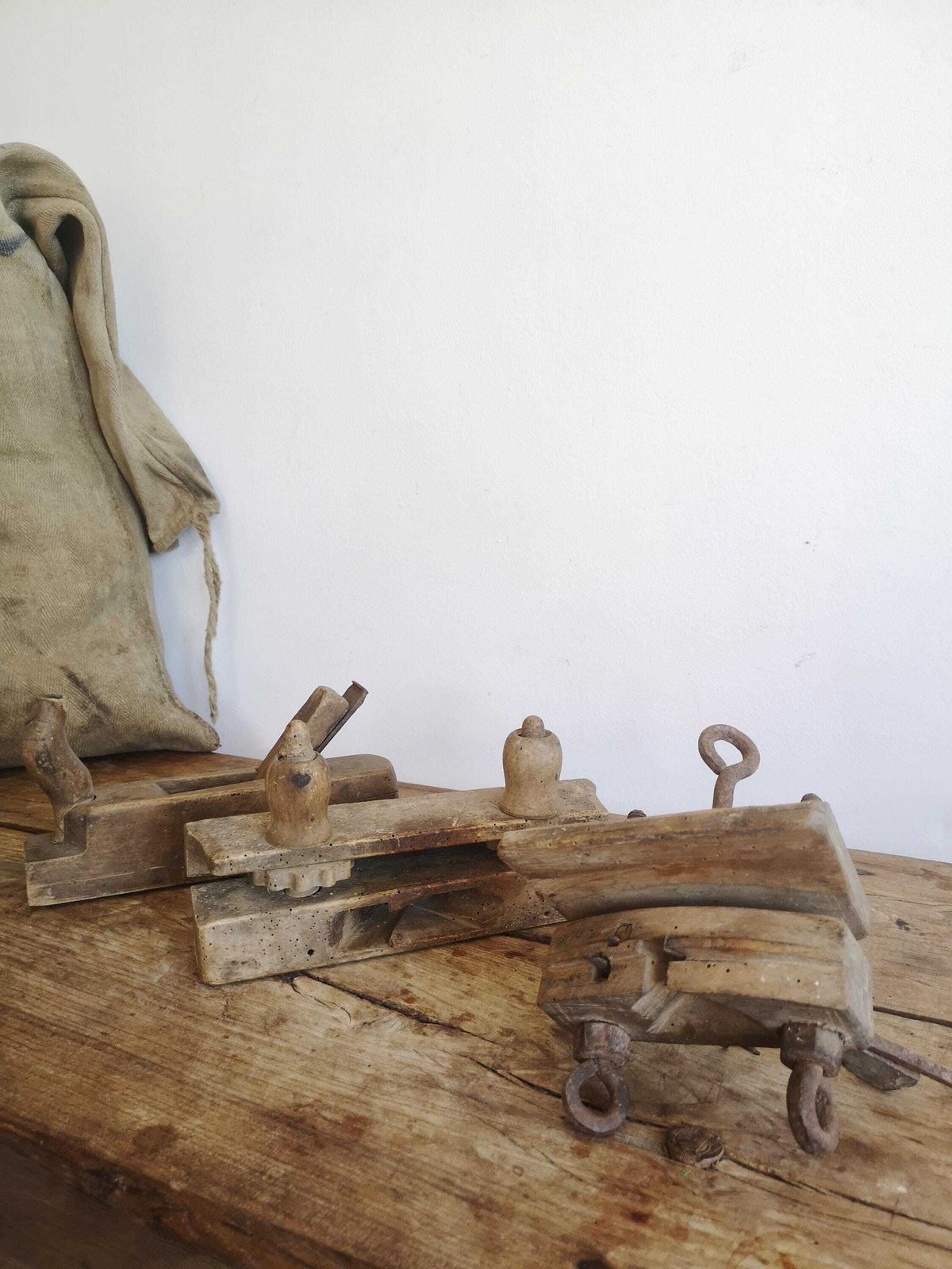 Rustic Wood Working Tools Set Of 3 Primitive Old Workman S Tools, Farmhouse Decor, Wooden And Metal Handles, Display Props, Collectibles