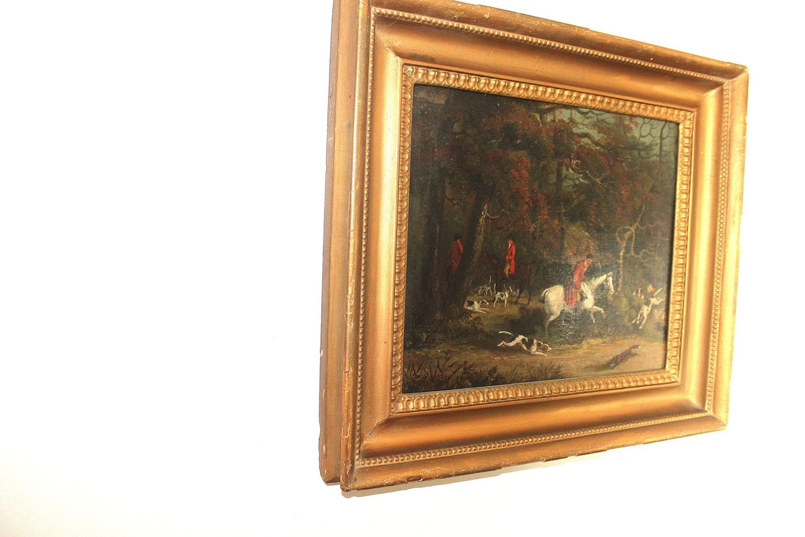 2300.0 Early 19th Century English School Fox Hunting Scene Oil Painting photo
