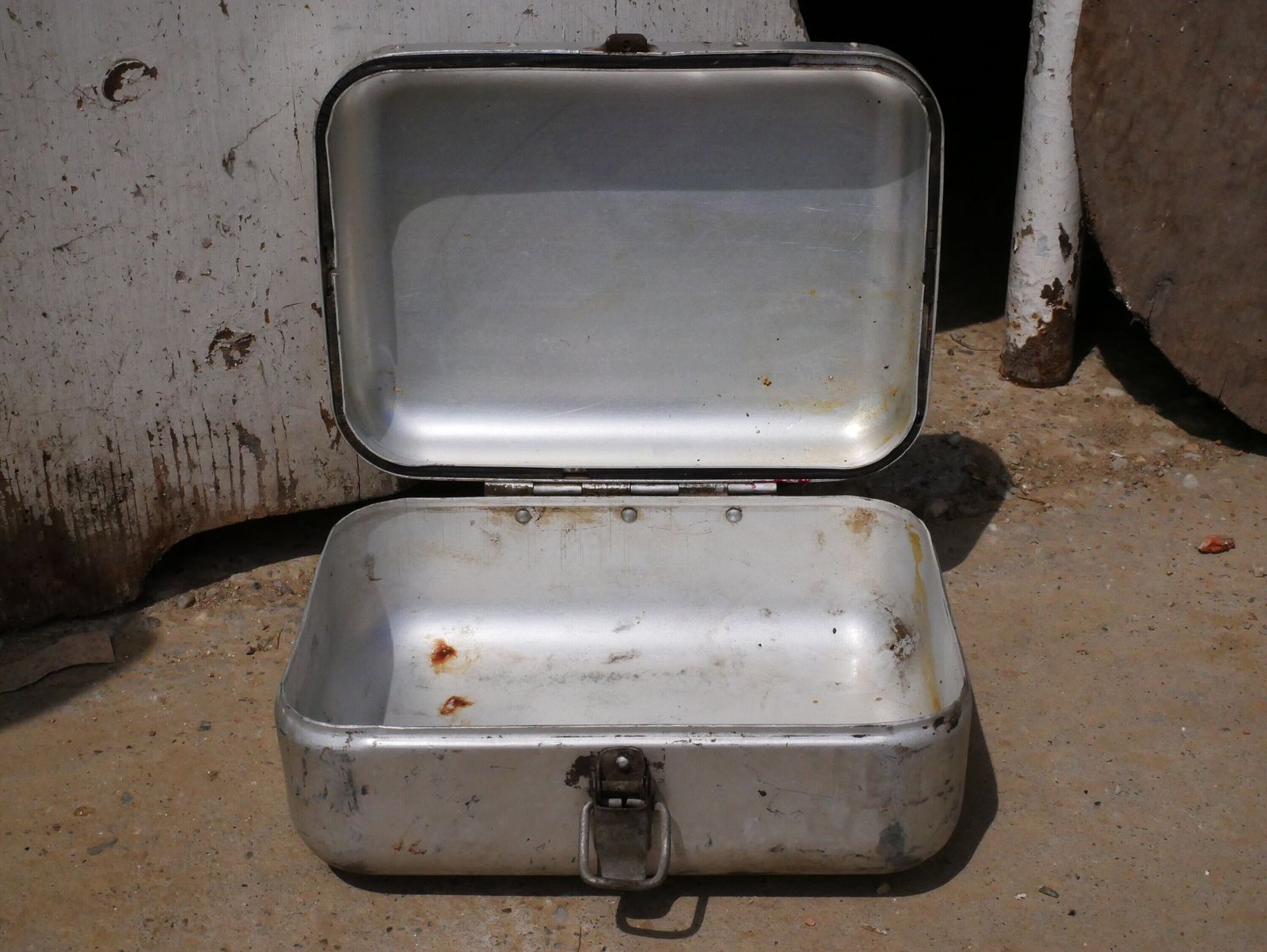 Hungarian First Aid Box Vintage Medical First Aid Supplies Aluminum Tin Box Military Collectible Army Medicine Box, Metal, Old And Nostalgic photo for sale