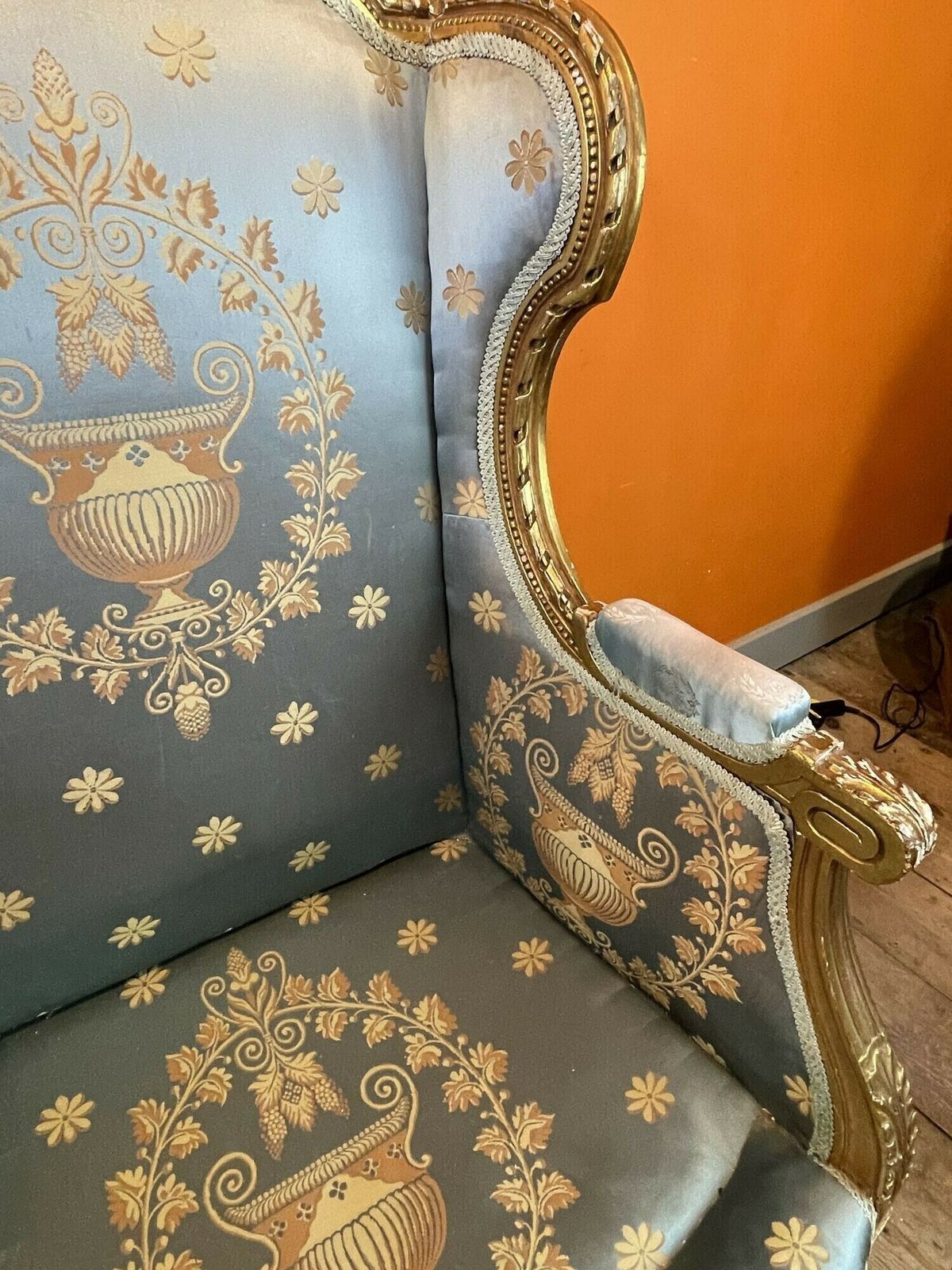 19th Century French Giltwood Wingback Armchair photo vintage