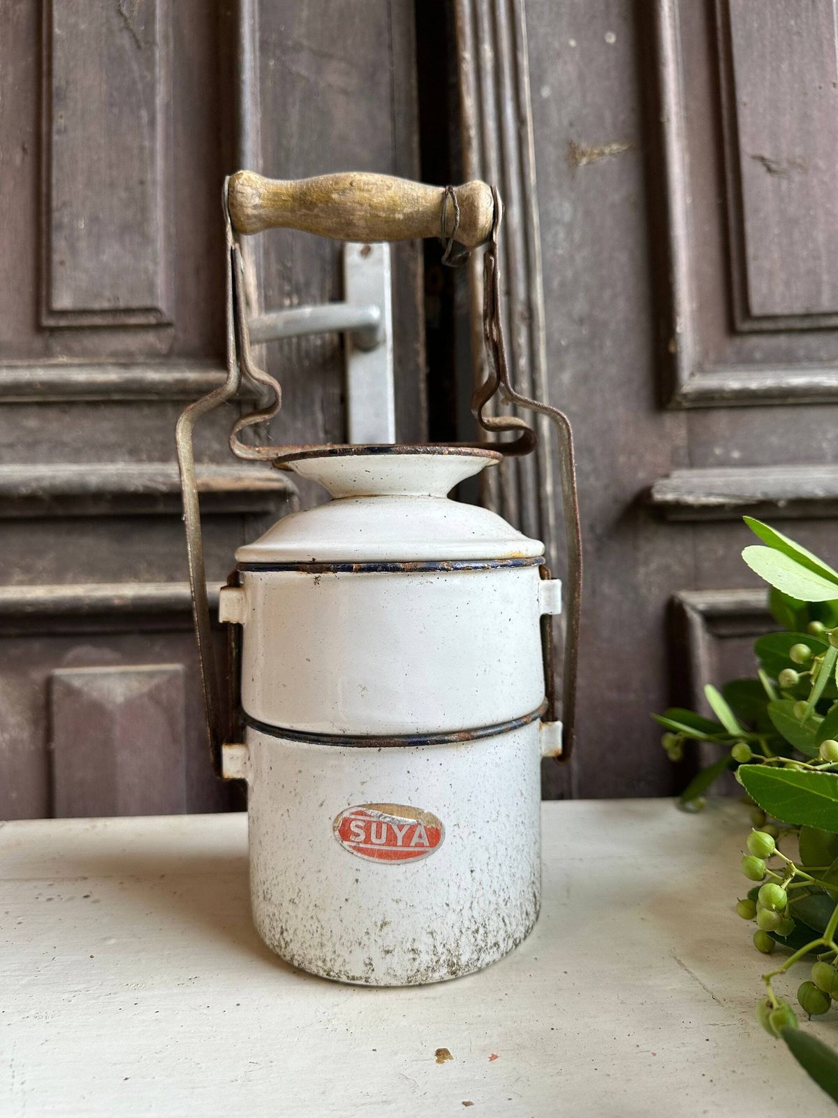 Cute Tiffin, Tin, Pan, Pots Containers Food Carry Enamel Vintage 2 Pots Bowls Picnic Travel Hungarian 1950s Packed Lunch Box Vintage Kitchen