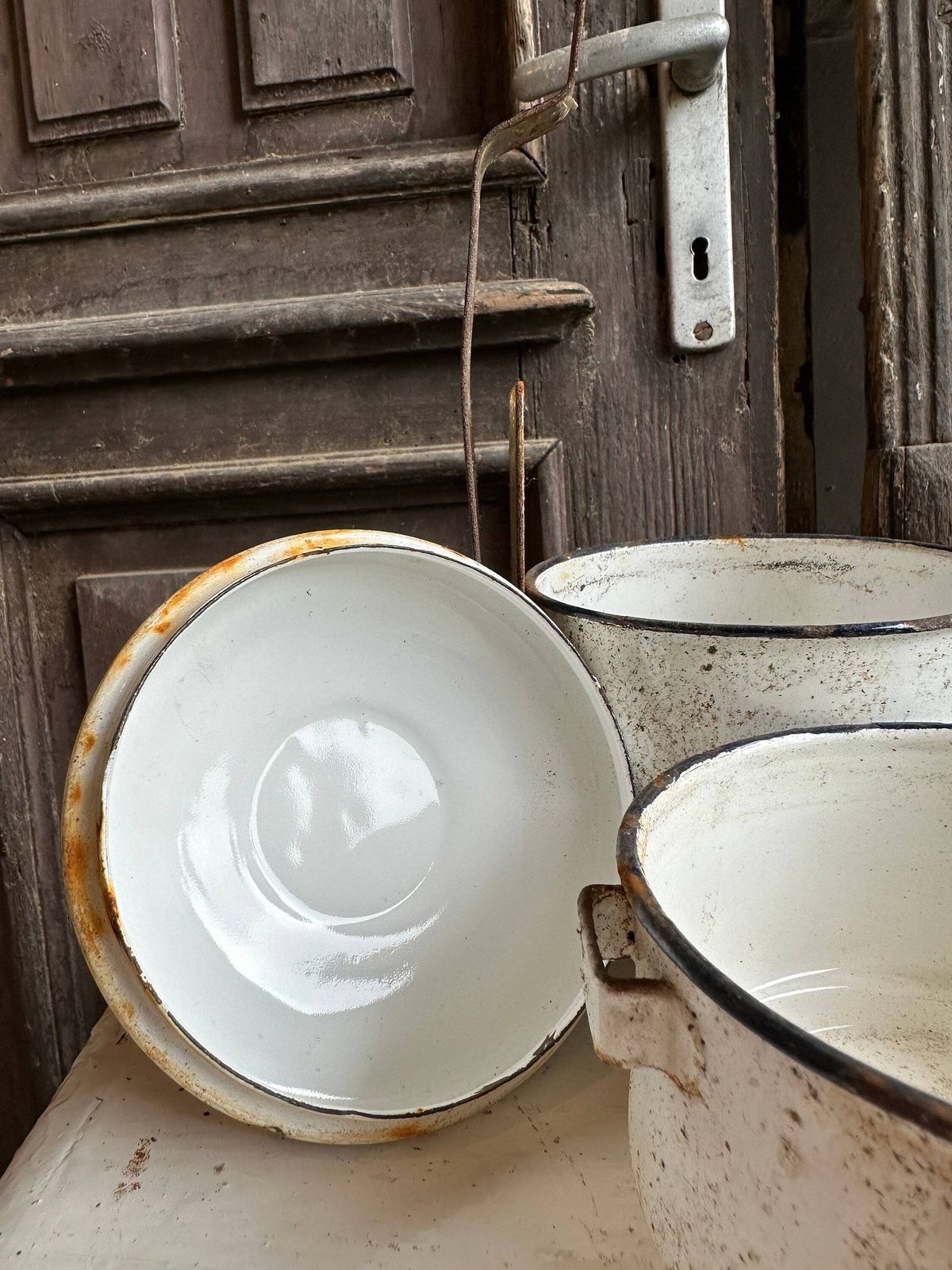 Cute Tiffin, Tin, Pan, Pots Containers Food Carry Enamel Vintage 2 Pots Bowls Picnic Travel Hungarian 1950s Packed Lunch Box Vintage Kitchen photo 51.0