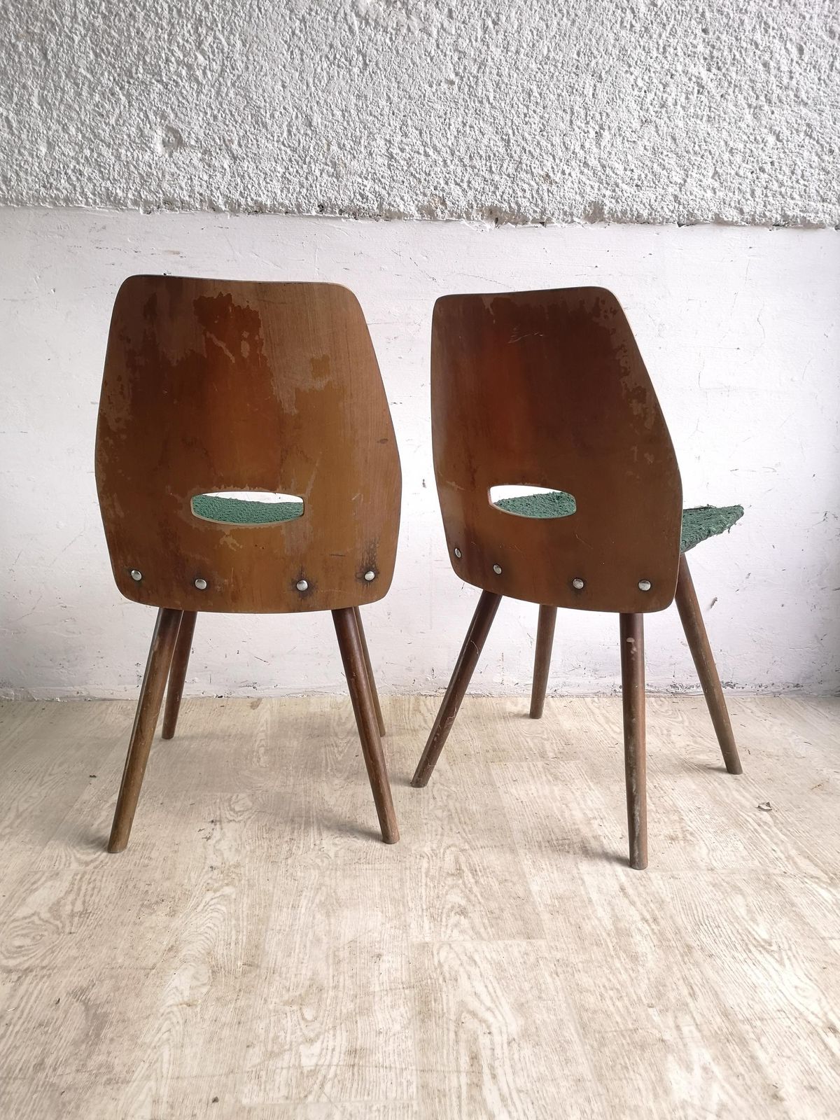 Chairs Vintage Czechoslovakia Dining Tatra Nabytok 1960 'S Mid Century Rare Unique Seating Solid Oak Barcelona Legs Blue Velvet photo Furniture