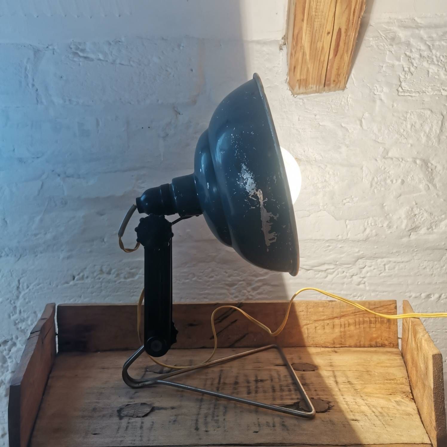 Lightweight Industrial Engineers Table Lamp, Light, Factory Decor, German 50's Vintage Retro Lighting, Spotlight, Studio, Prop, Cafe photo 90.0