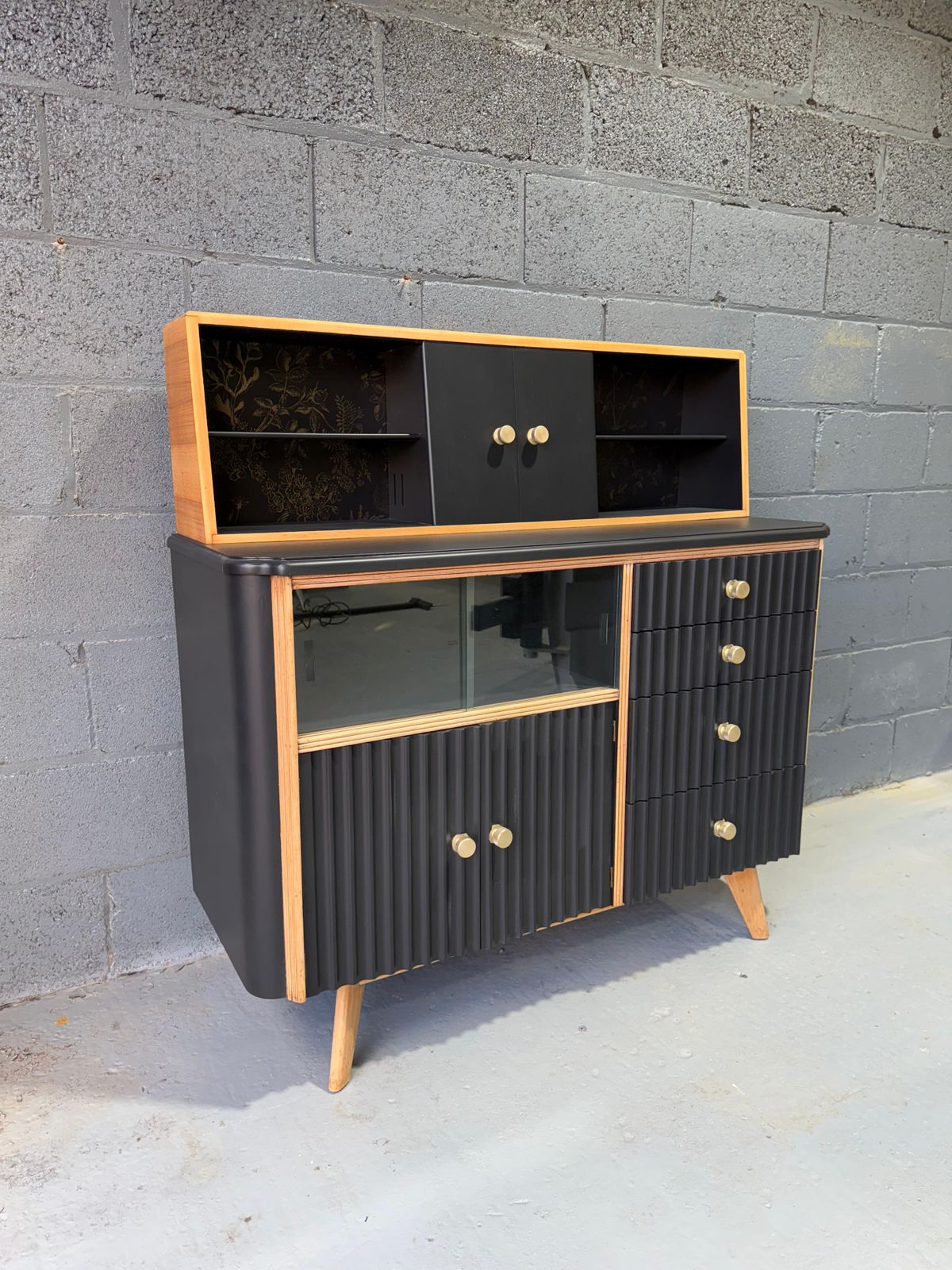 Retro Cabinet/Dresser Painted In F&B Jet Black. photo Furniture