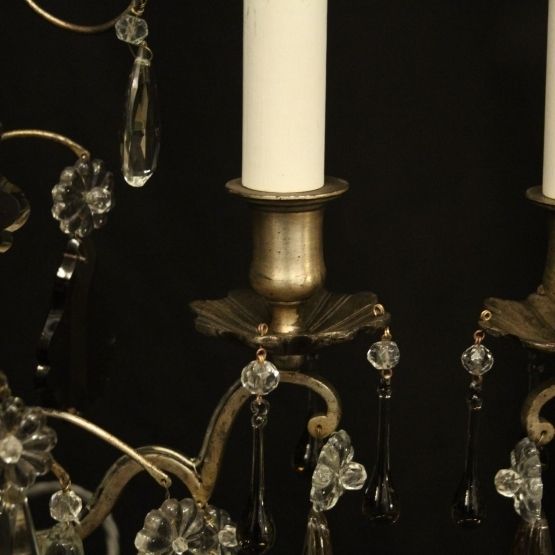 French Pair Of Silvered Twin Light Candelabra photo vintage