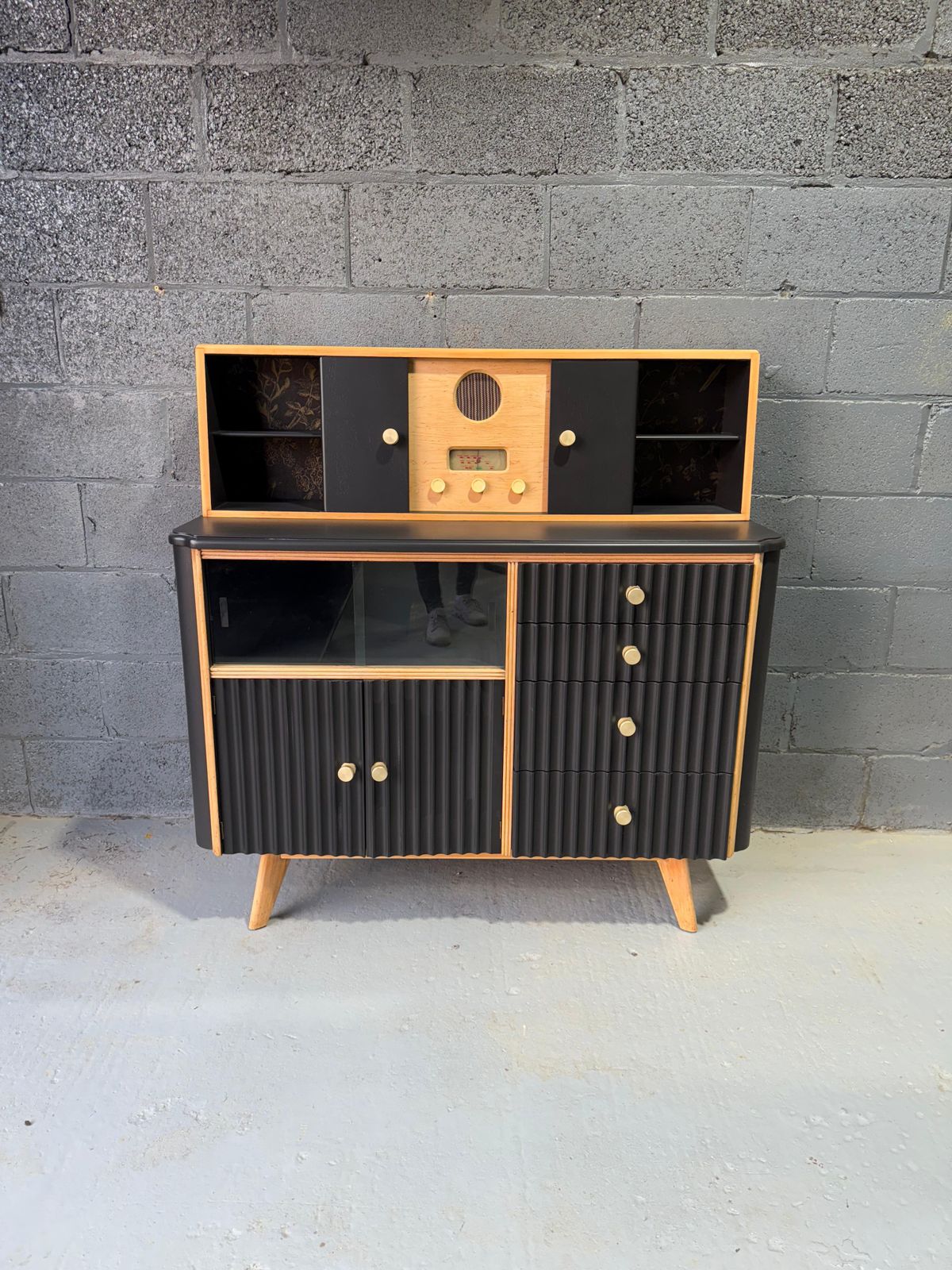 Retro Cabinet/Dresser Painted In F&B Jet Black. photo for sale