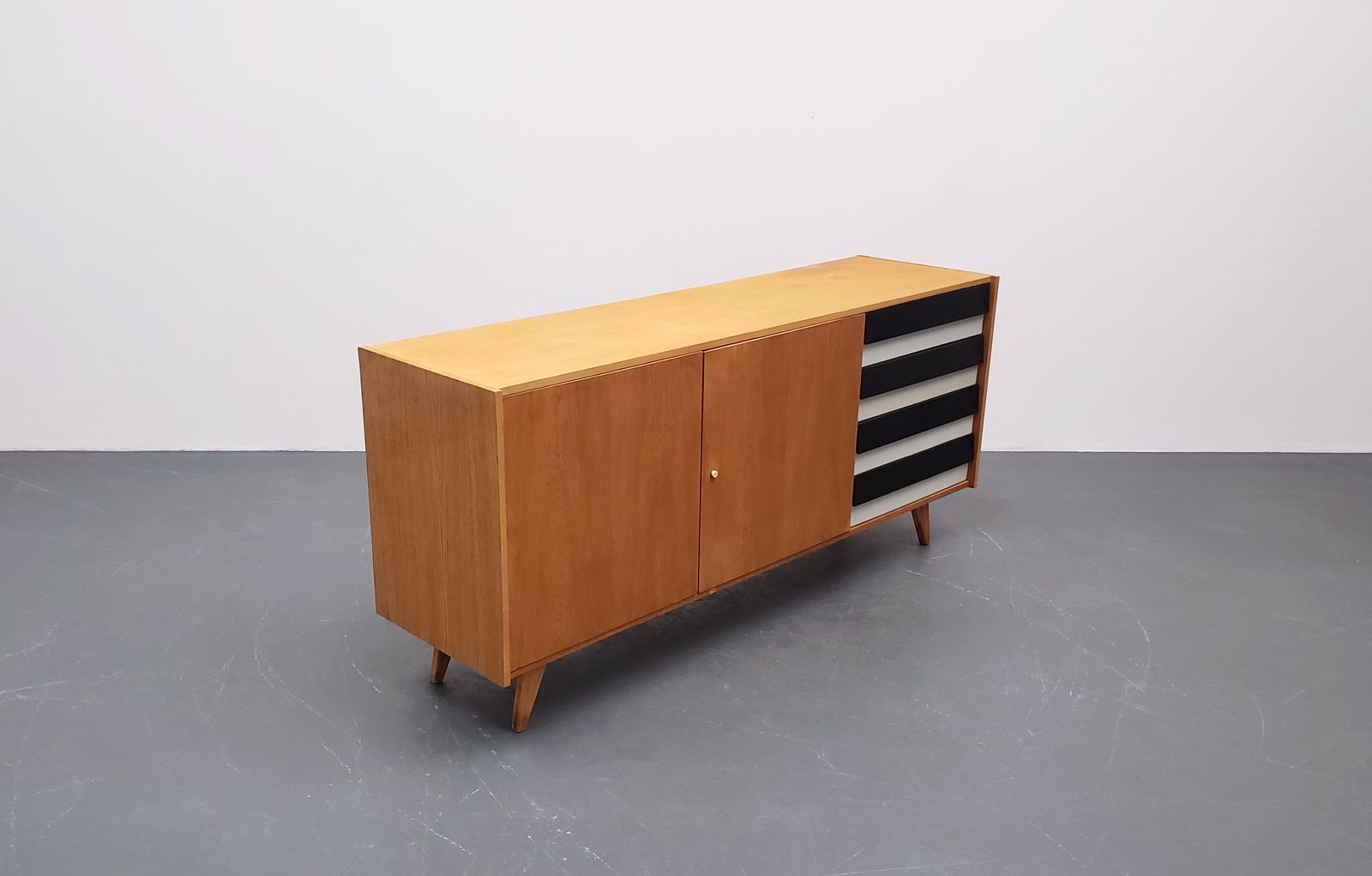 1966 Jiri Jiroutek Sideboard, Model U 460 In Black And White photo furniture