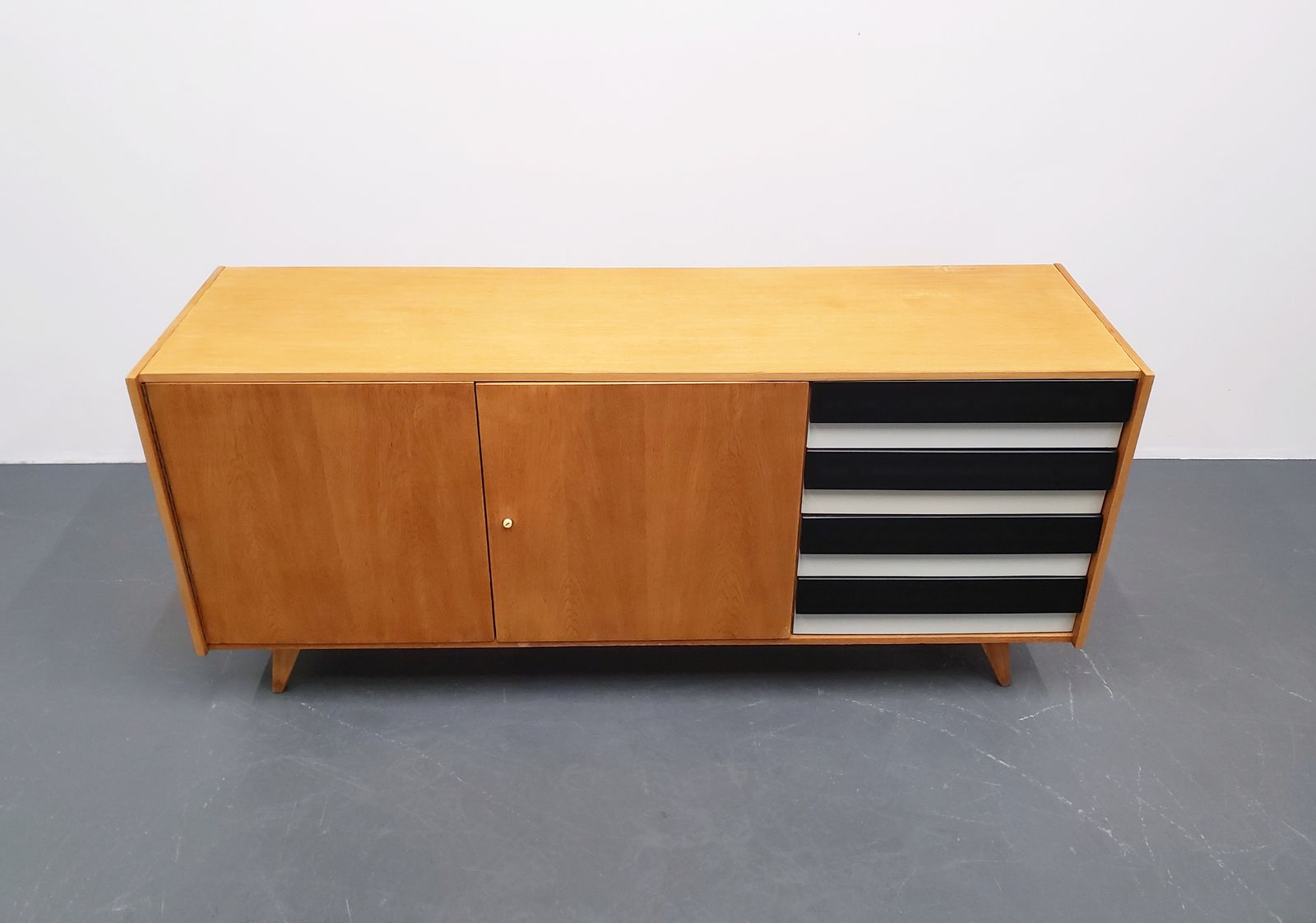 1966 Jiri Jiroutek Sideboard, Model U 460 In Black And White photo Furniture