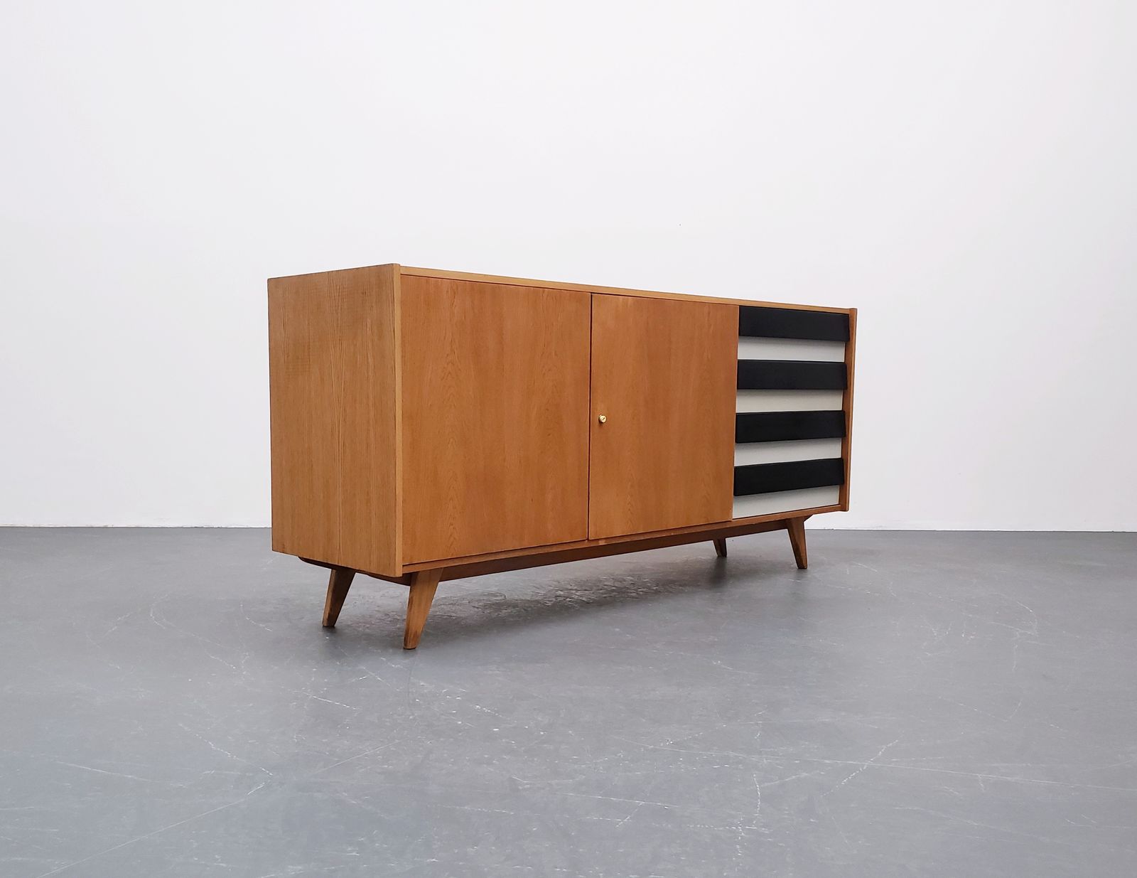 1966 Jiri Jiroutek Sideboard, Model U 460 In Black And White photo vintage