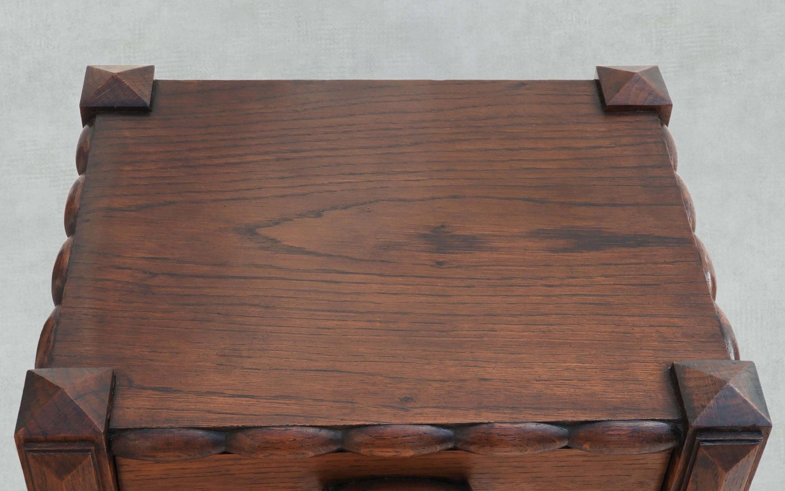 photo furniture French Oak Bobbin Wood Three  Tiered Single Drawer Side Cabinet