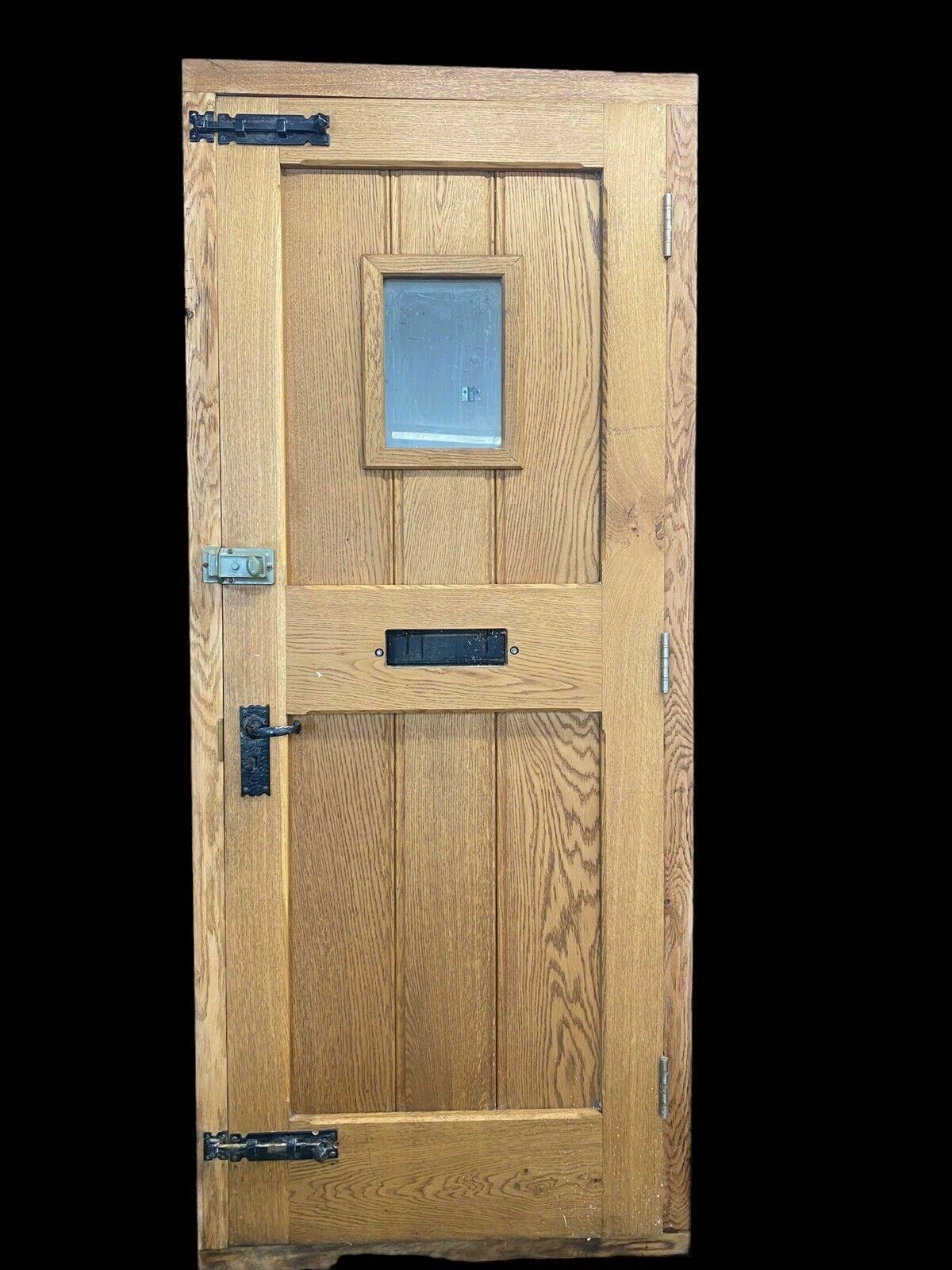 Heavy Solid Oak Front Door +Frame Reclaimed Bespoke Hardwood Glazed Arts Crafts photo vinterior