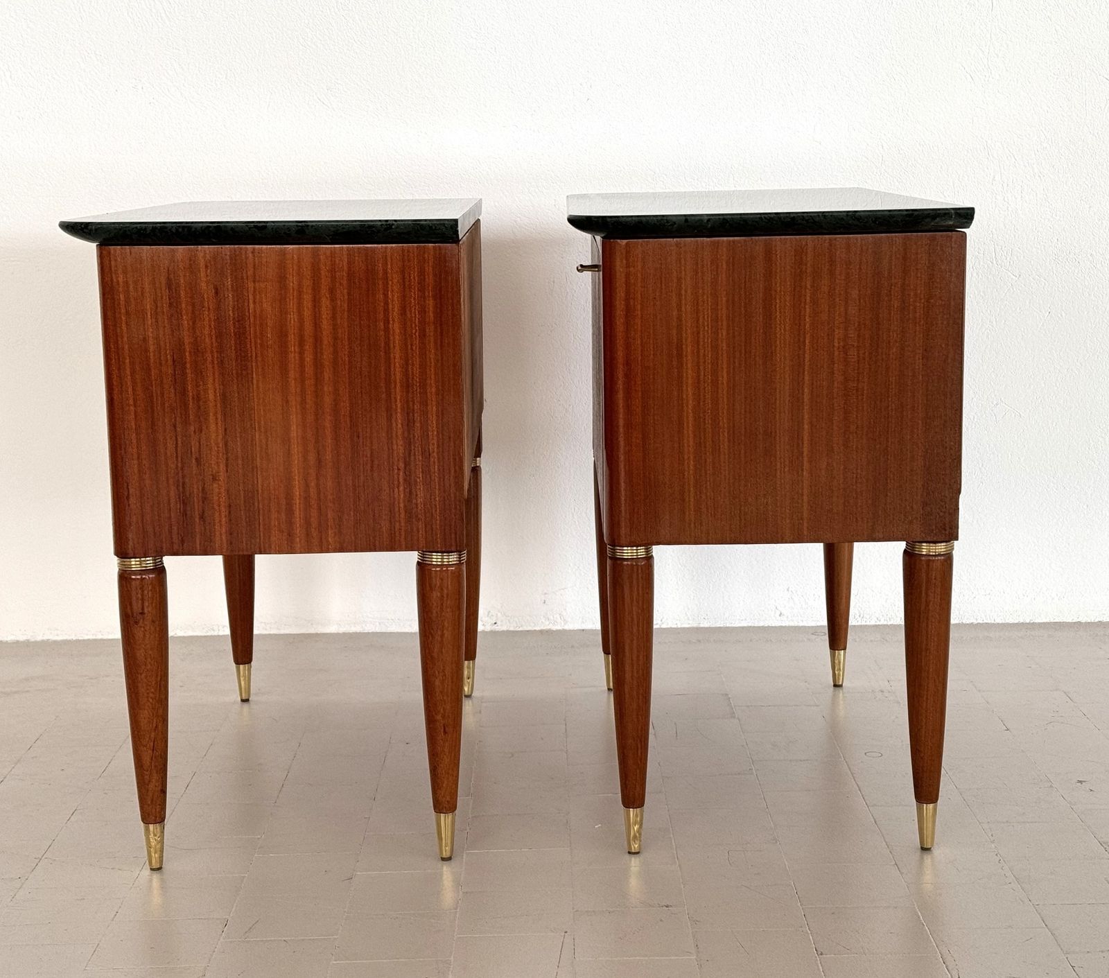 photo vintage Italian Mid Century Night Stands Or Bedside Tables By La Permanente Di Cantù With Green Marble Top