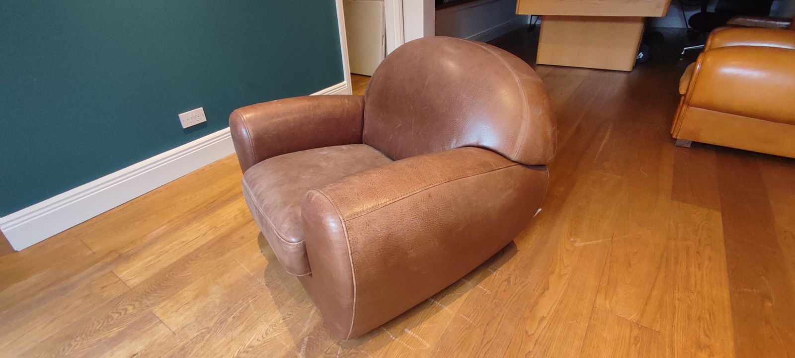 Steiner Vintage Club Armchair In Tan Leather photo vinterior