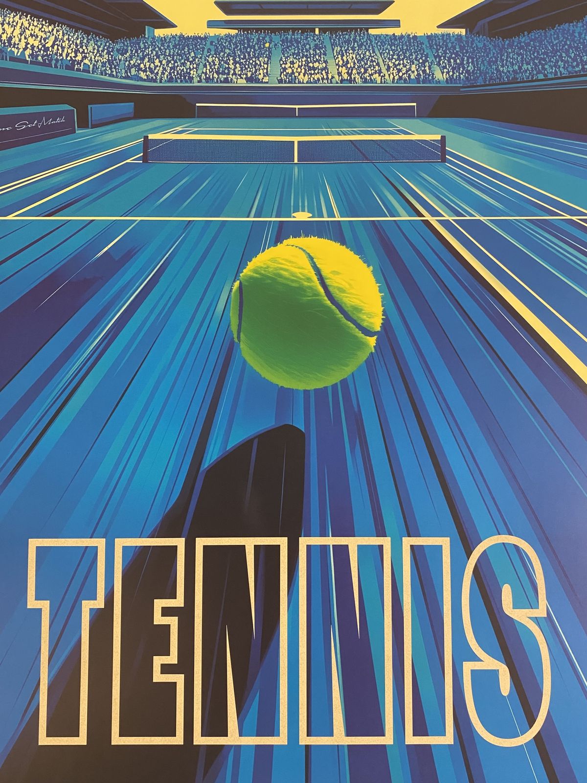 250.0 Pollux, 2020s   Tennis   Original Poster Printed In Offset With Detached Screen (Invisible)   Cm 98x 68   In 38,6 X 26,8   Hand Signed Lower Right photo