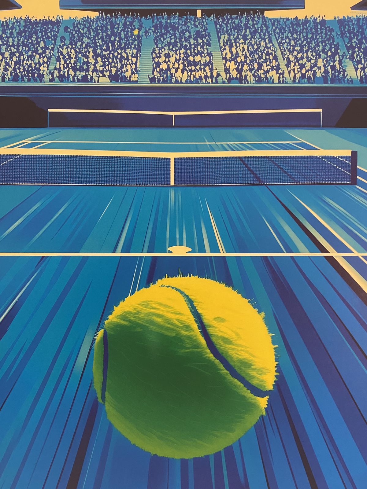photo vinterior Pollux, 2020s   Tennis   Original Poster Printed In Offset With Detached Screen (Invisible)   Cm 98x 68   In 38,6 X 26,8   Hand Signed Lower Right