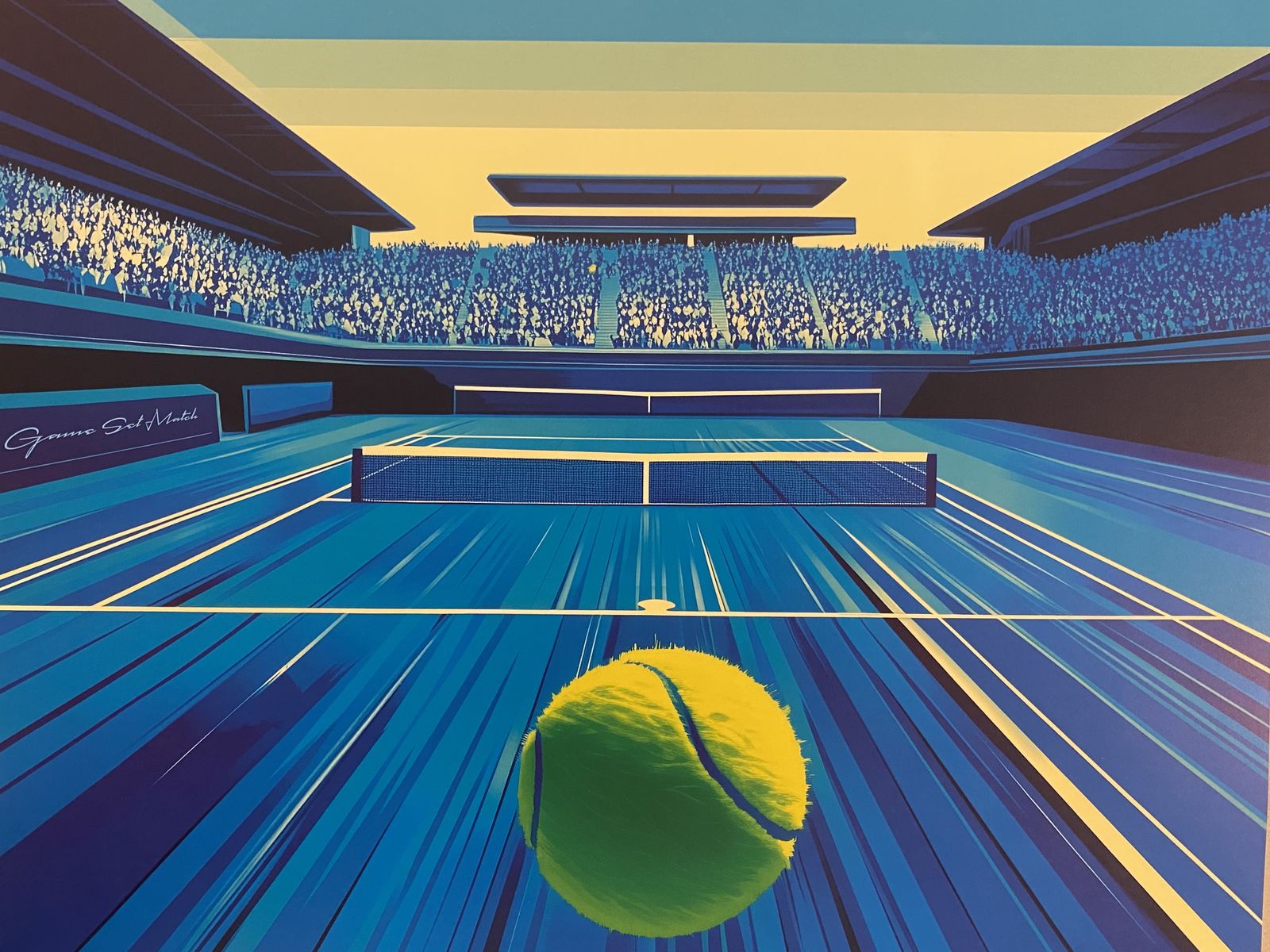 Pollux, 2020s   Tennis   Original Poster Printed In Offset With Detached Screen (Invisible)   Cm 98x 68   In 38,6 X 26,8   Hand Signed Lower Right photo 250.0