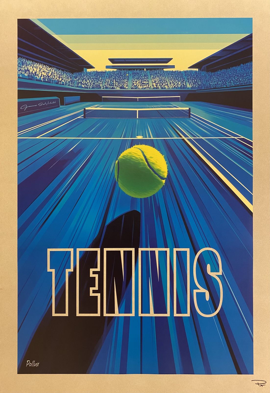 Pollux, 2020s   Tennis   Original Poster Printed In Offset With Detached Screen (Invisible)   Cm 98x 68   In 38,6 X 26,8   Hand Signed Lower Right