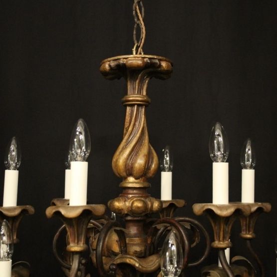 Florentine 12 Light Giltwood Antique Chandelier photo vinterior