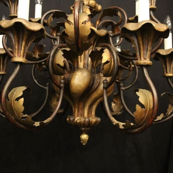 Florentine 12 Light Giltwood Antique Chandelier photo vintage
