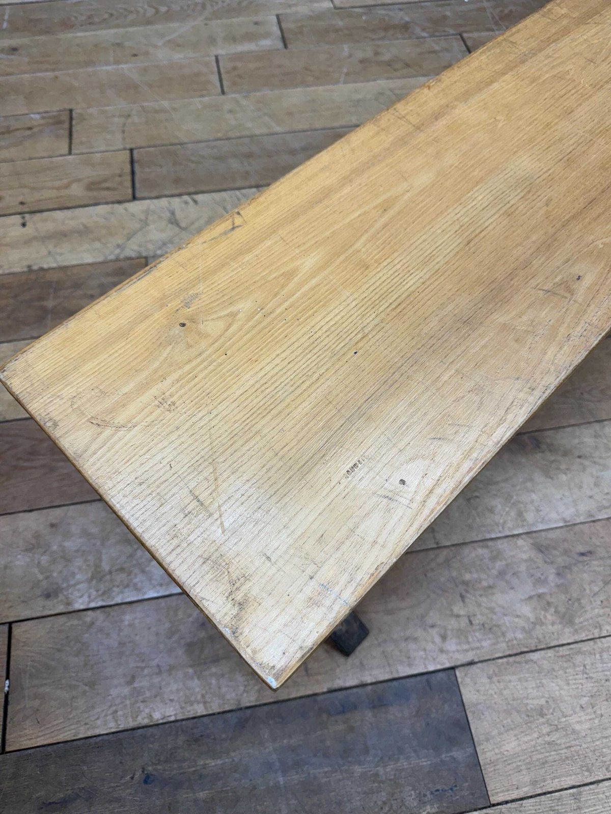 Long Vintage Oak School Bench Seat / Hallway Seating / Leys School Cambridge / A photo vintage