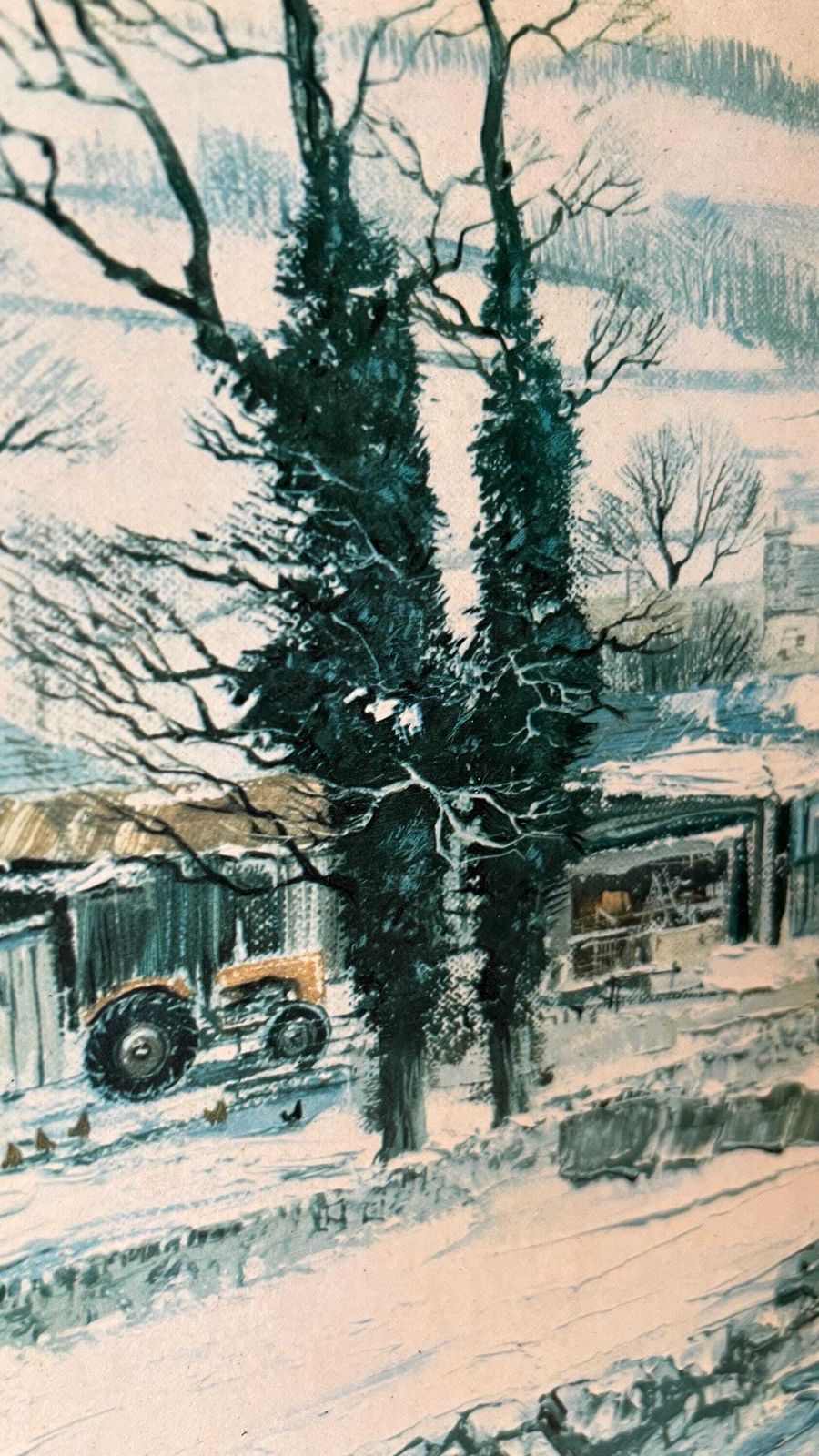 Extra Large Framed Reproduction Of 'Testing The Ice, Monyash Village' By M. D. Barnfather photo Art