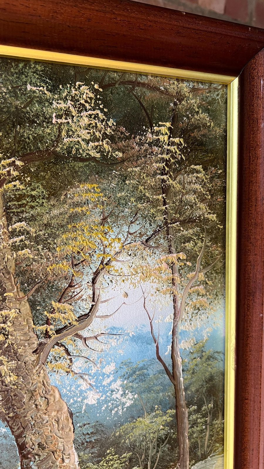 Late 20th Century Oil Painting On Canvas – Serene Riverside Landscape photo 169.0