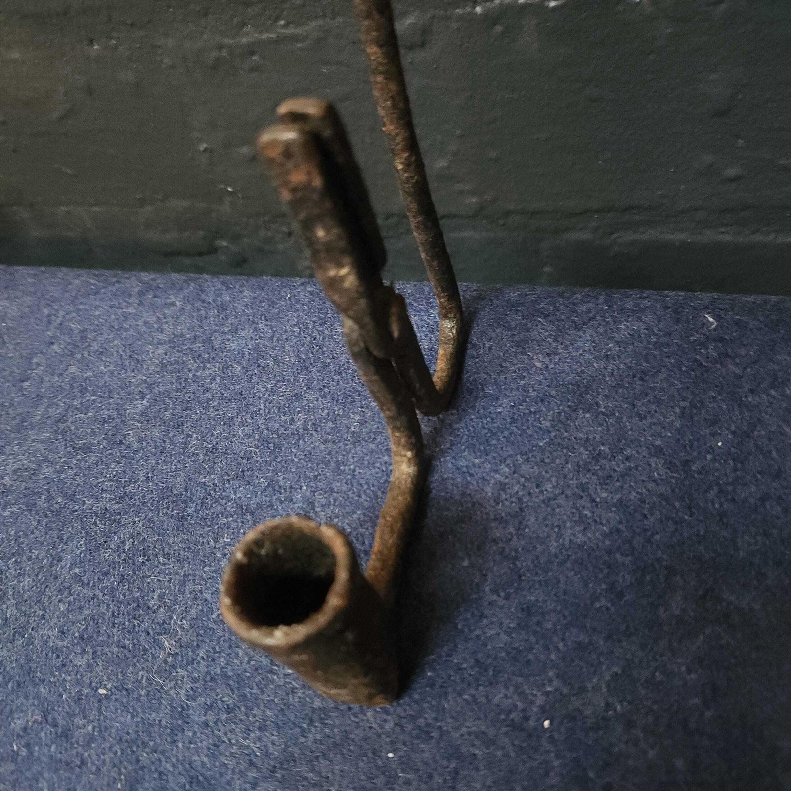 Welsh Hanging Rushlight And Candle Holder, Circa Late 18th Century photo vintage