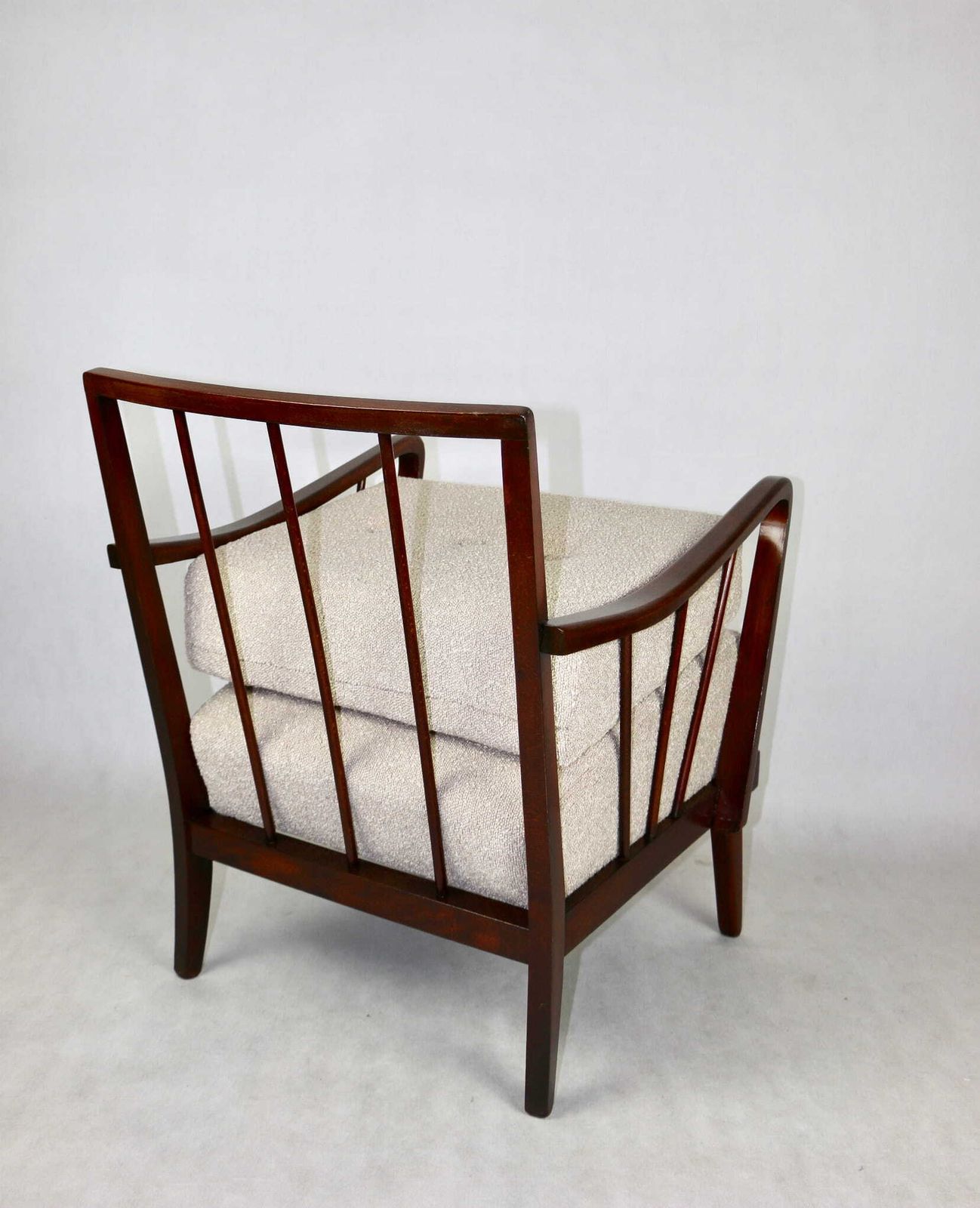 Art Deco Loft Beige Boucle Bent Armchair On Removable Cushions photo 699.0