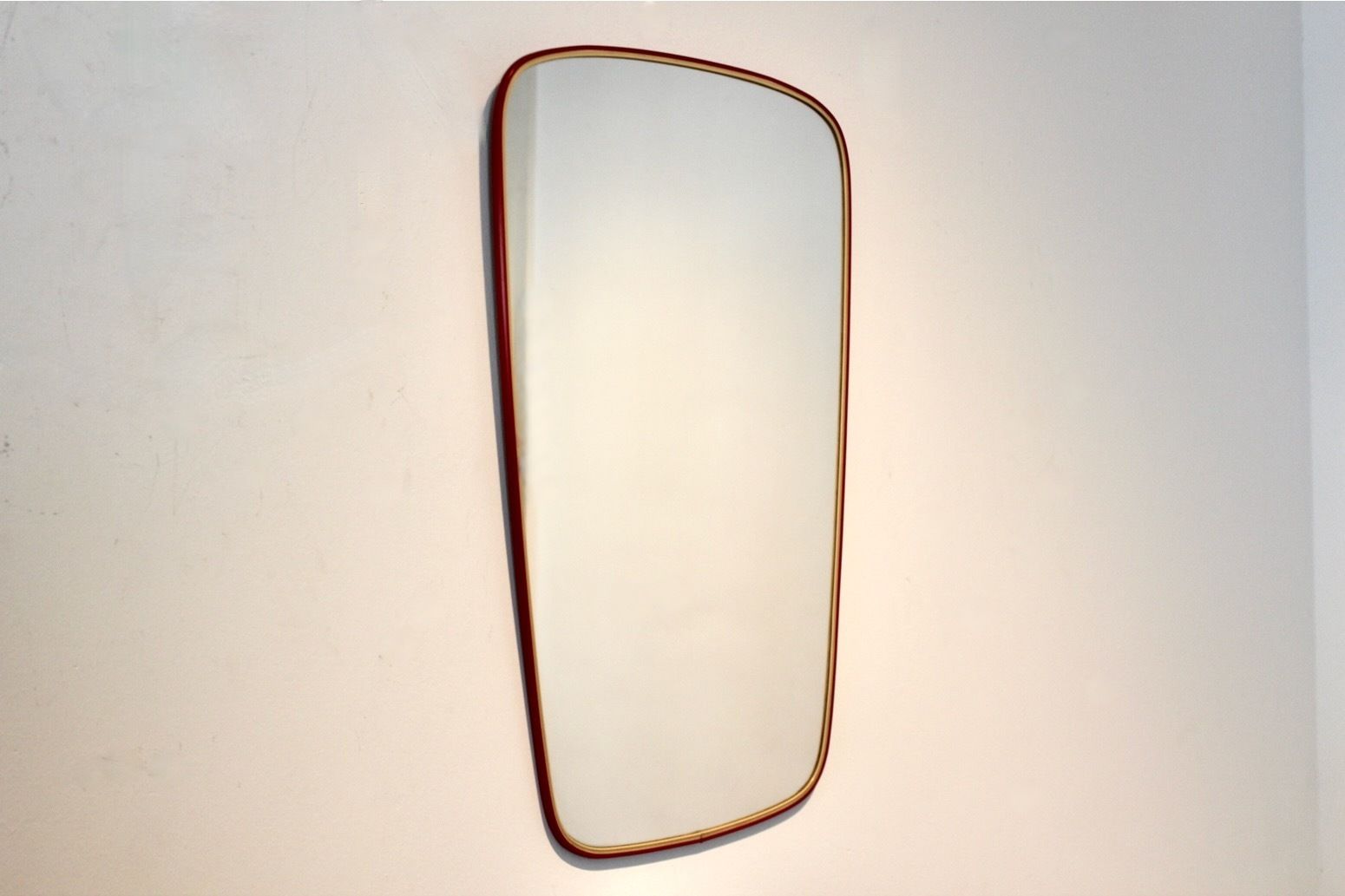 Red Framed Mid Century Mirror, France