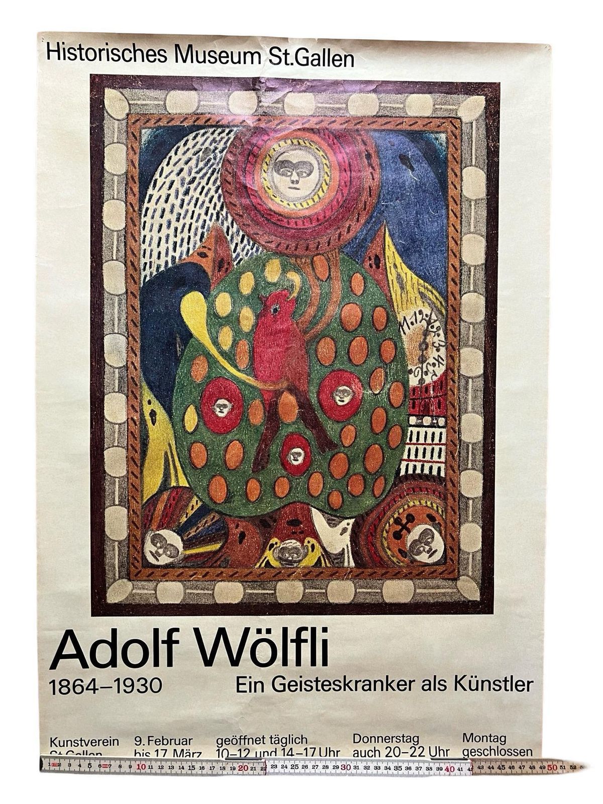Adolf Wolfli Offset Lithograph Poster For Historisches Museum St. Gallen, Outsider Art, Art Brut, 70s, Gallery Wall, New Home Gift Idea photo vintage
