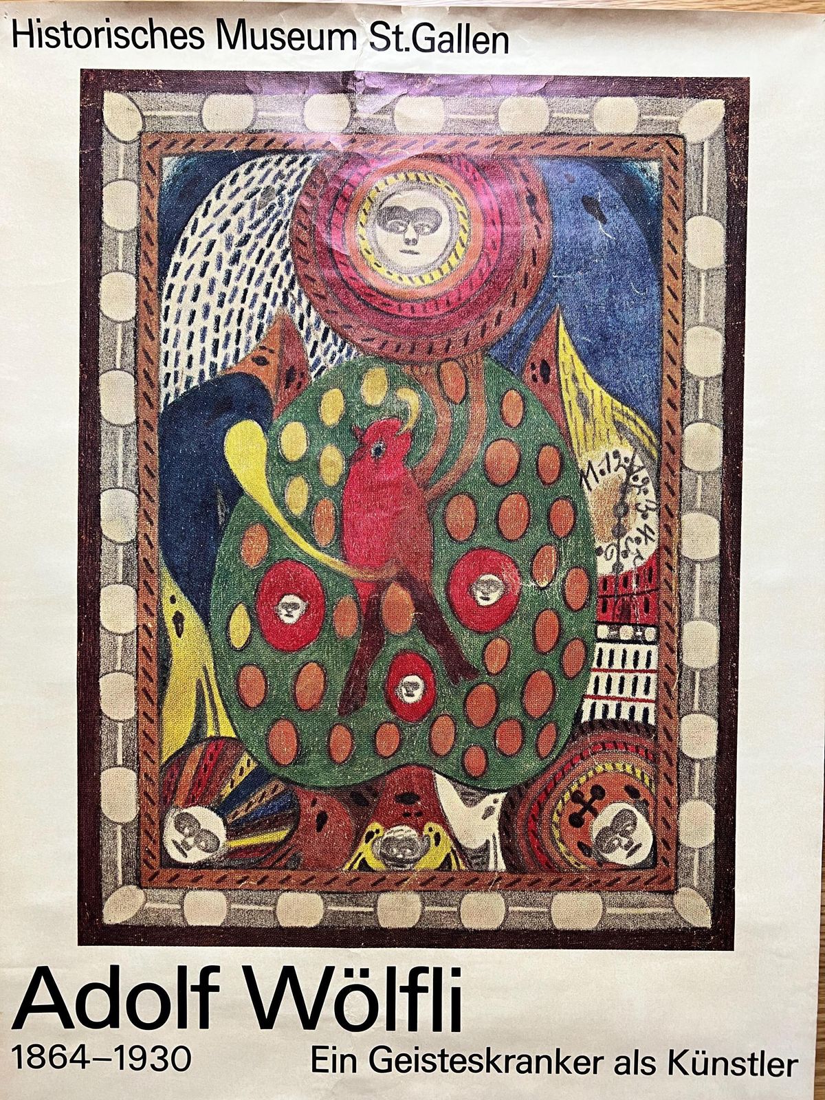 photo furniture Adolf Wolfli Offset Lithograph Poster For Historisches Museum St. Gallen, Outsider Art, Art Brut, 70s, Gallery Wall, New Home Gift Idea