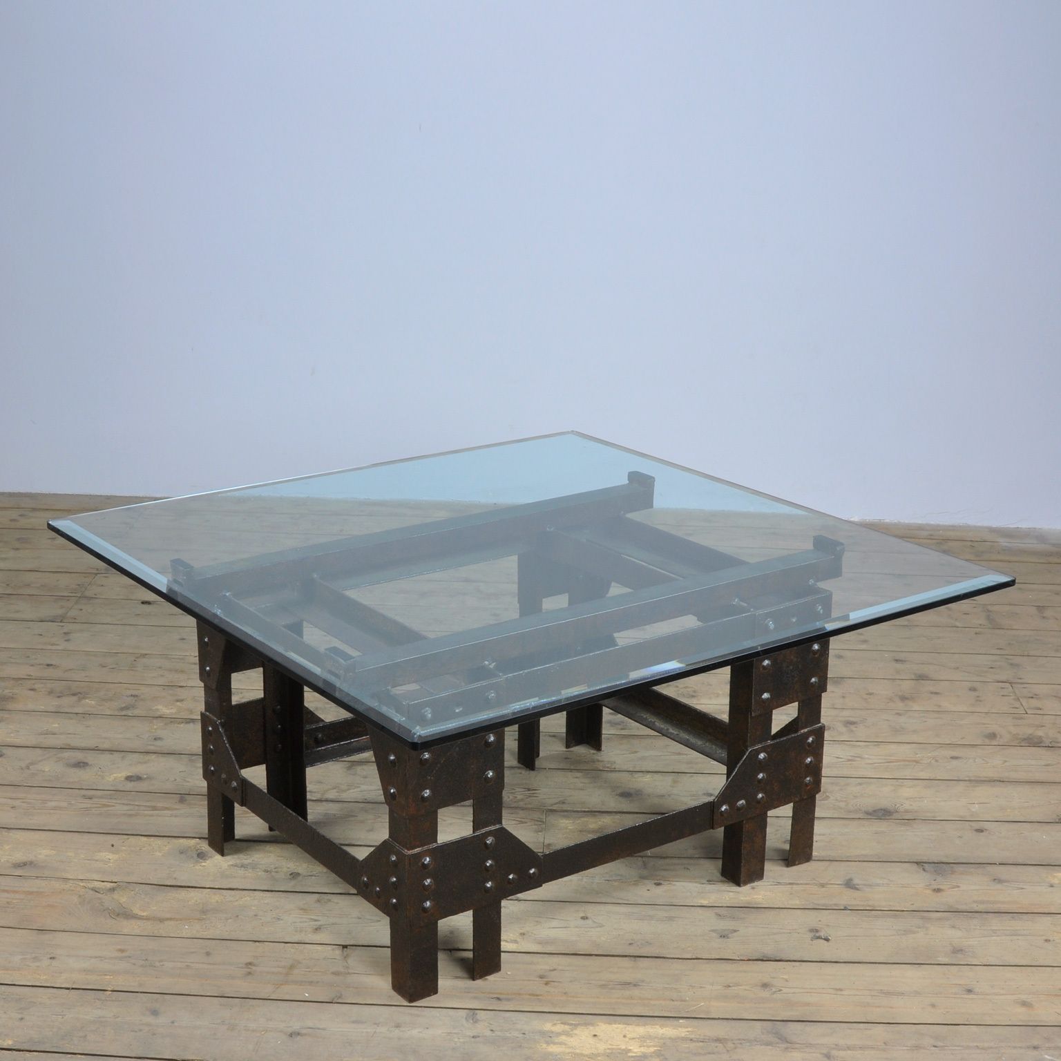 Coffee Table Of Cast Iron And Glass Top photo furniture