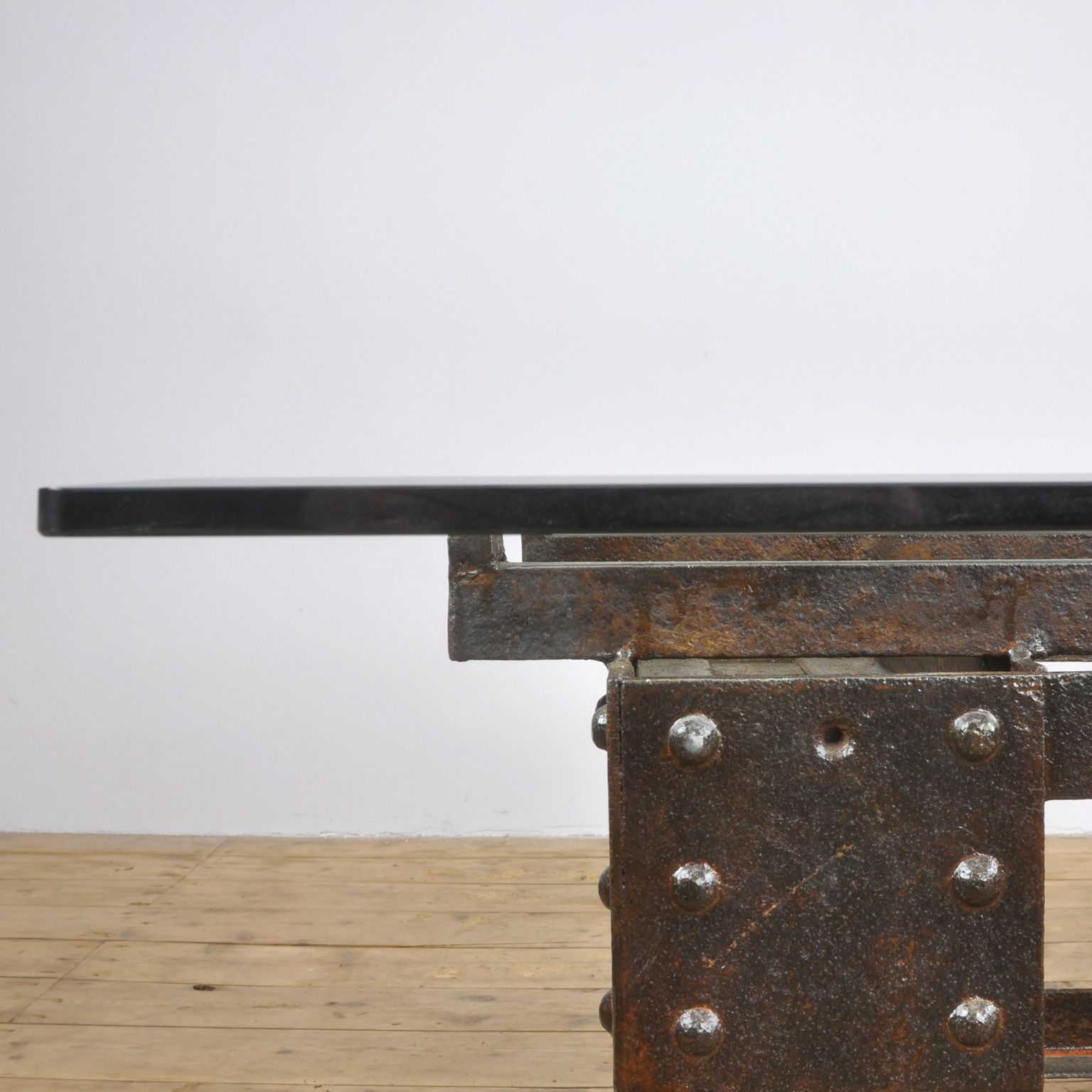 Coffee Table Of Cast Iron And Glass Top photo vinterior