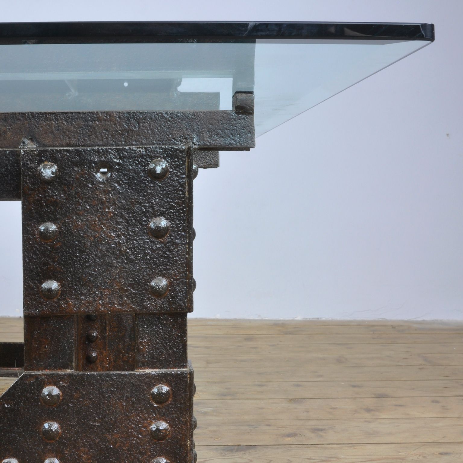 Furniture Coffee Table Of Cast Iron And Glass Top photo