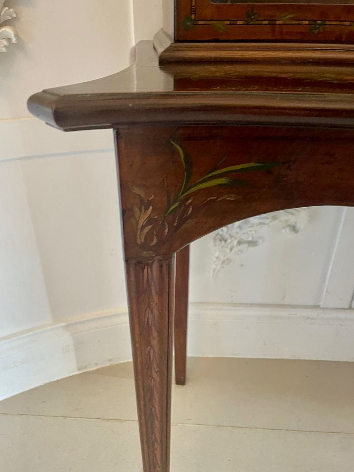 Antique 19th Century Quality Mahogany Display Cabinet With Original Painted Decoration photo 2995.0