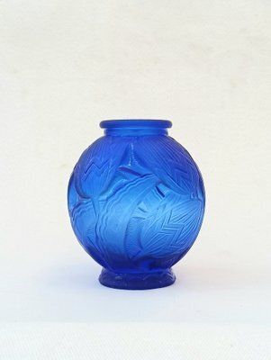 Art Deco Glass Les Nenuphars Vase By Pierre Davesn photo for sale