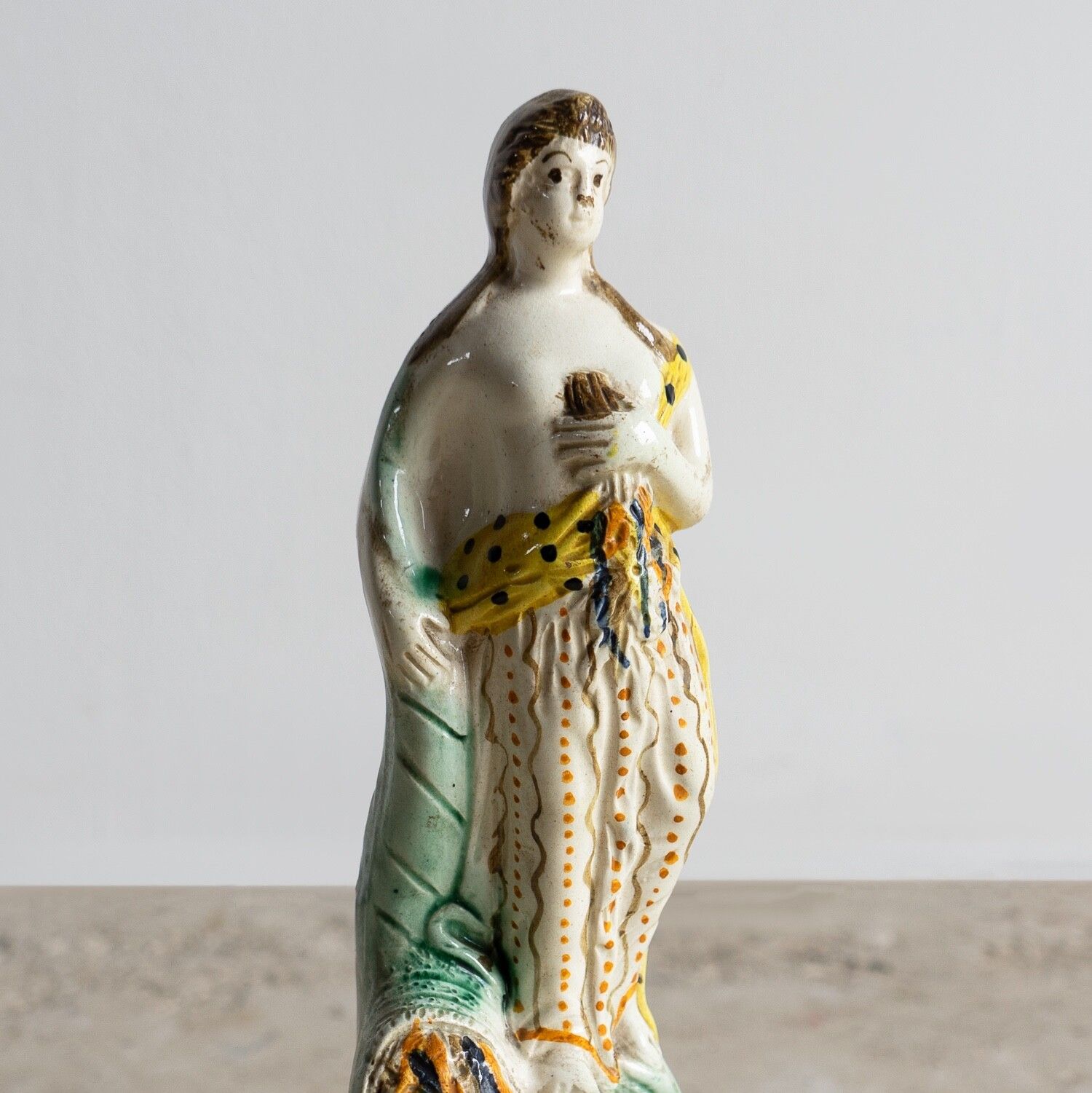 Antique Georgian Prattware Pottery Figure, Flora The Goddess Of Spring, C. 1800 photo furniture