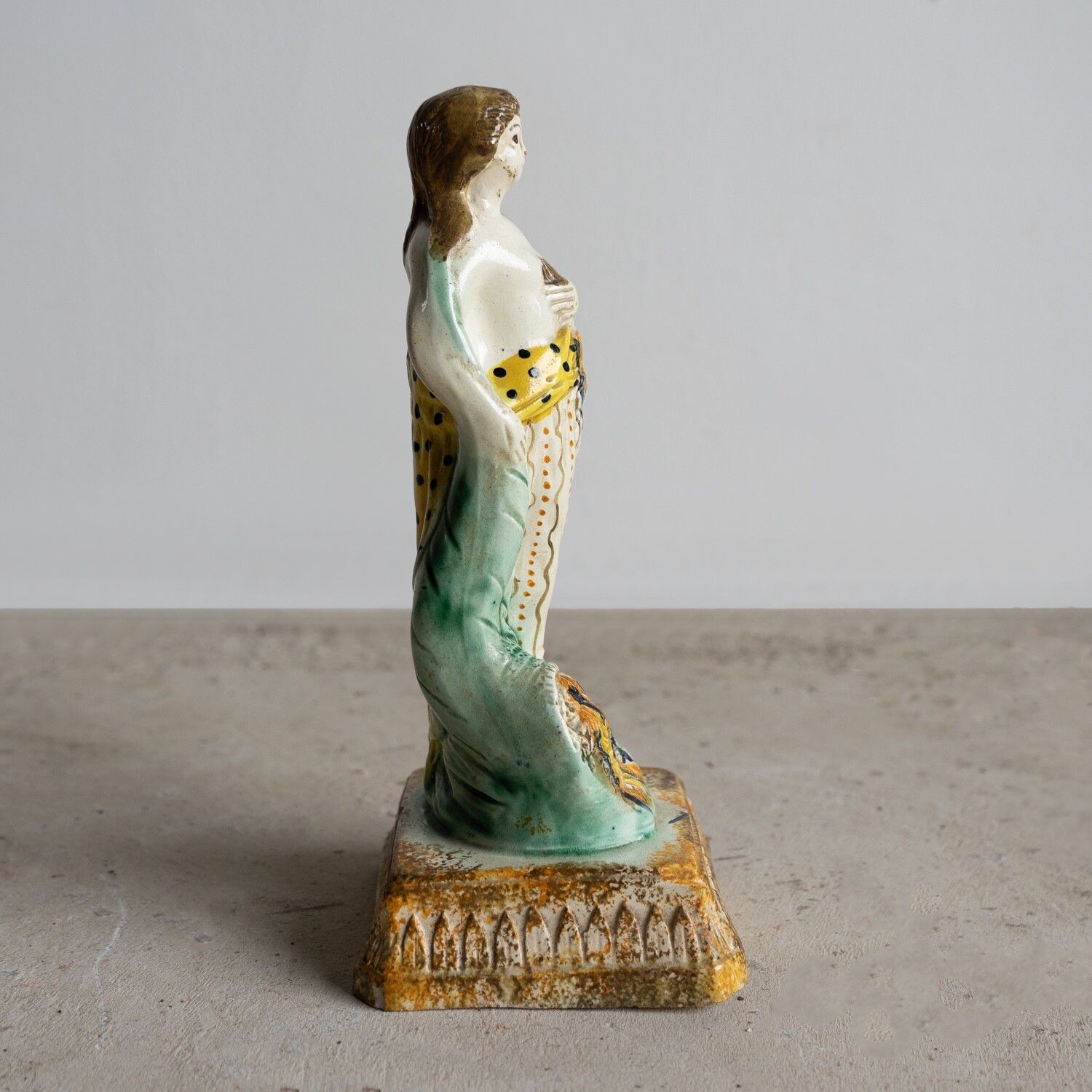 Antique Georgian Prattware Pottery Figure, Flora The Goddess Of Spring, C. 1800 photo Home Decor