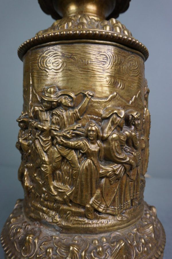 Antique Beautifully Decorated French Copper Lamp Base photo Lighting