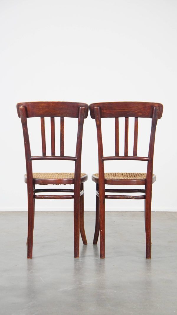 Set Of 2 Original Vintage Thonet Design Bistro Chairs With Matted Seat photo for sale