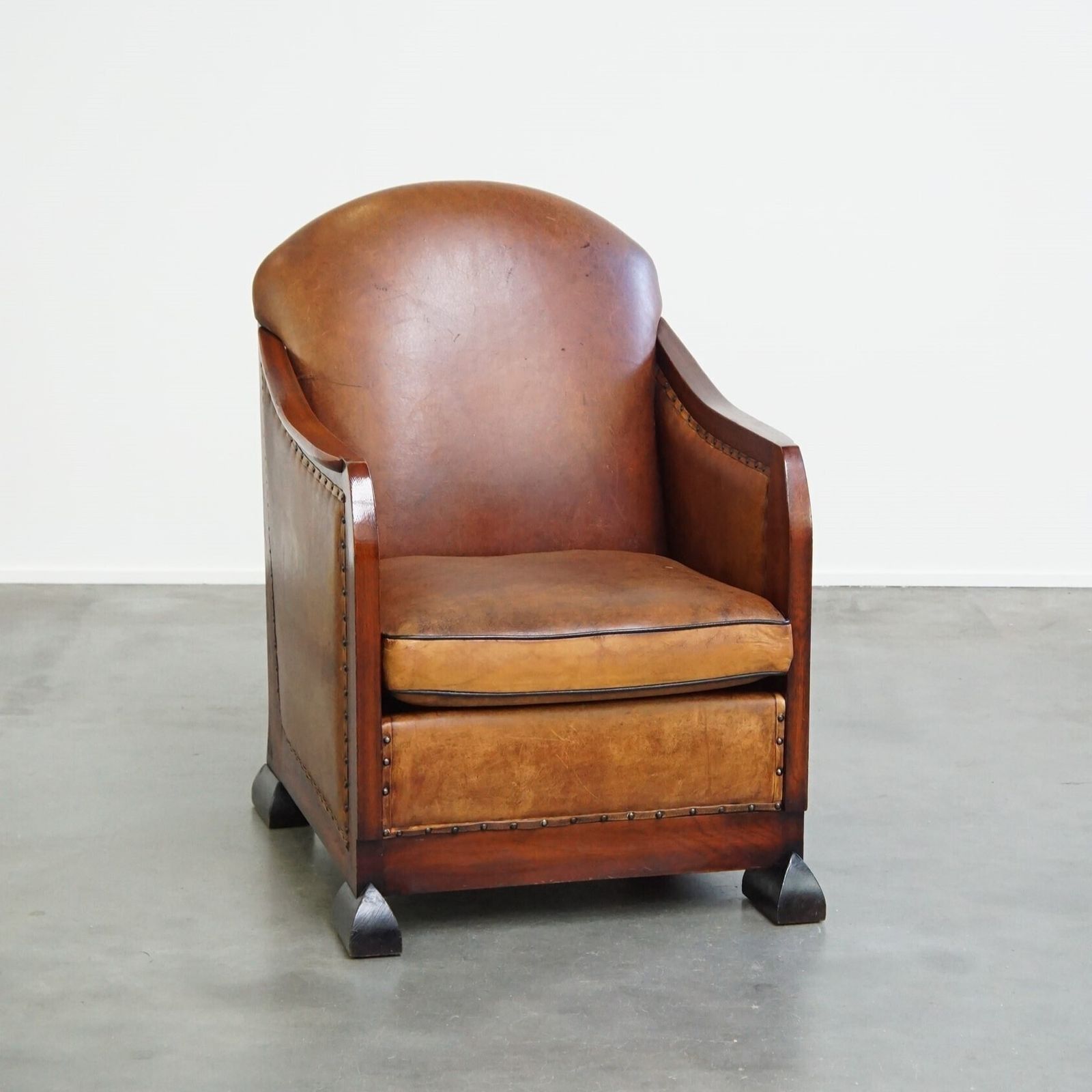 Unique, Stately, Comfortable Sheepskin Art Deco Design Armchair
