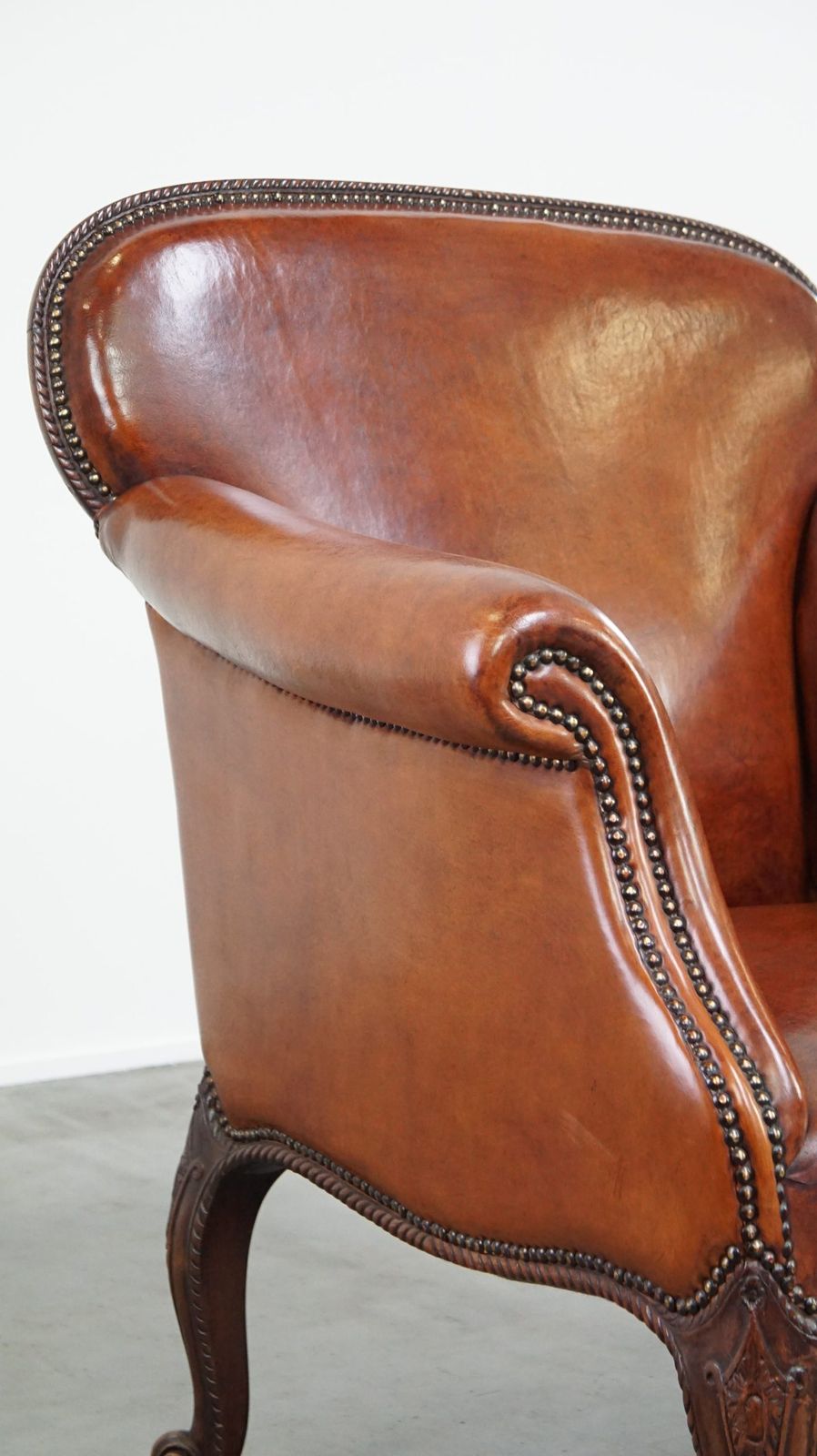 Furniture Fully Restored Antique Sheepskin Armchair photo