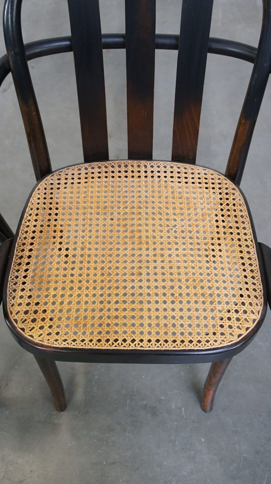 Set Of 2 Wooden Dining Chairs In Thonet Style With Wicker Seat photo vinterior