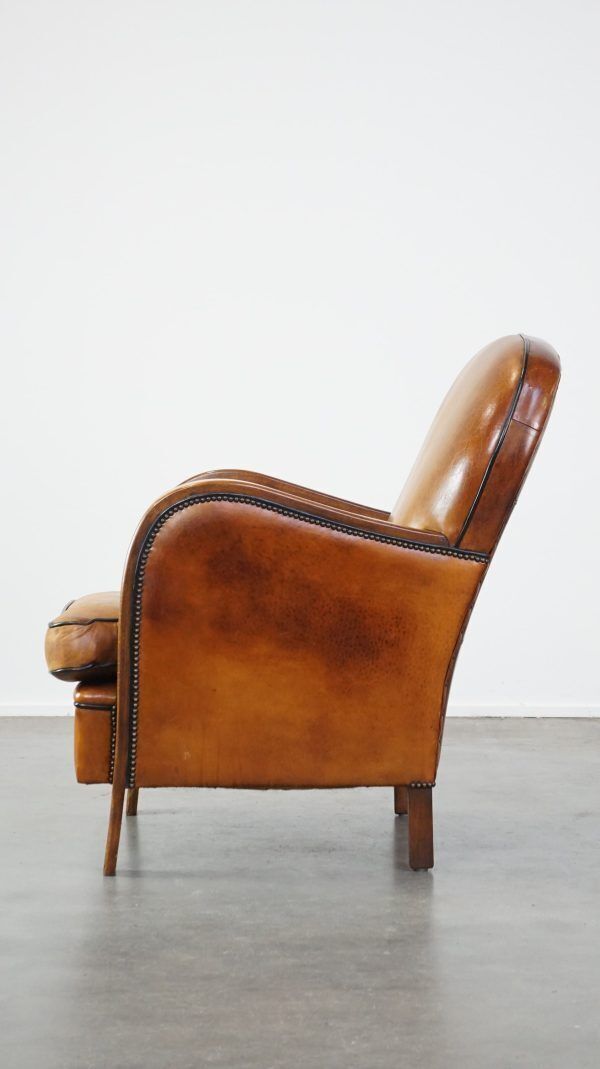 Unique, Luxurious Sheepskin Armchair Combined With Wood And Finished With Decorative Nails photo 1361.7080999999998
