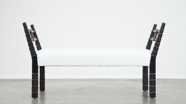 Unique Late 19th Century Bench/Window Bench In Moorish Style With Beautiful Colours And Reupholstered photo furniture