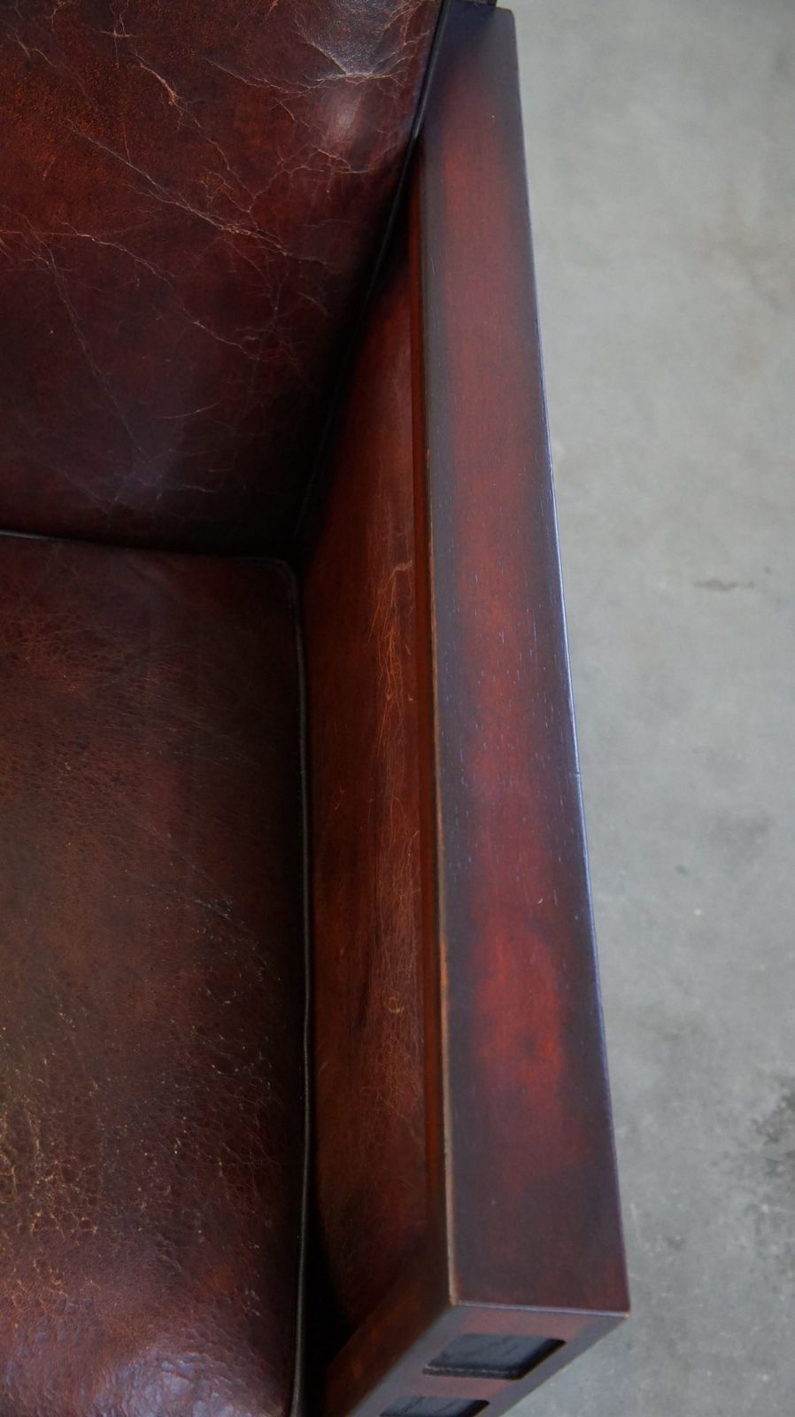 Sheepskin Art Deco Design Armchair Combined With Wood And A Beautiful Patina photo vintage