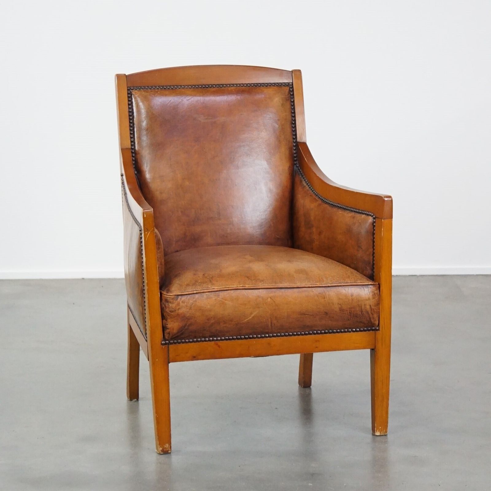 Stately, Luxurious Sheepskin Art Deco Design Armchair Combined With Wood